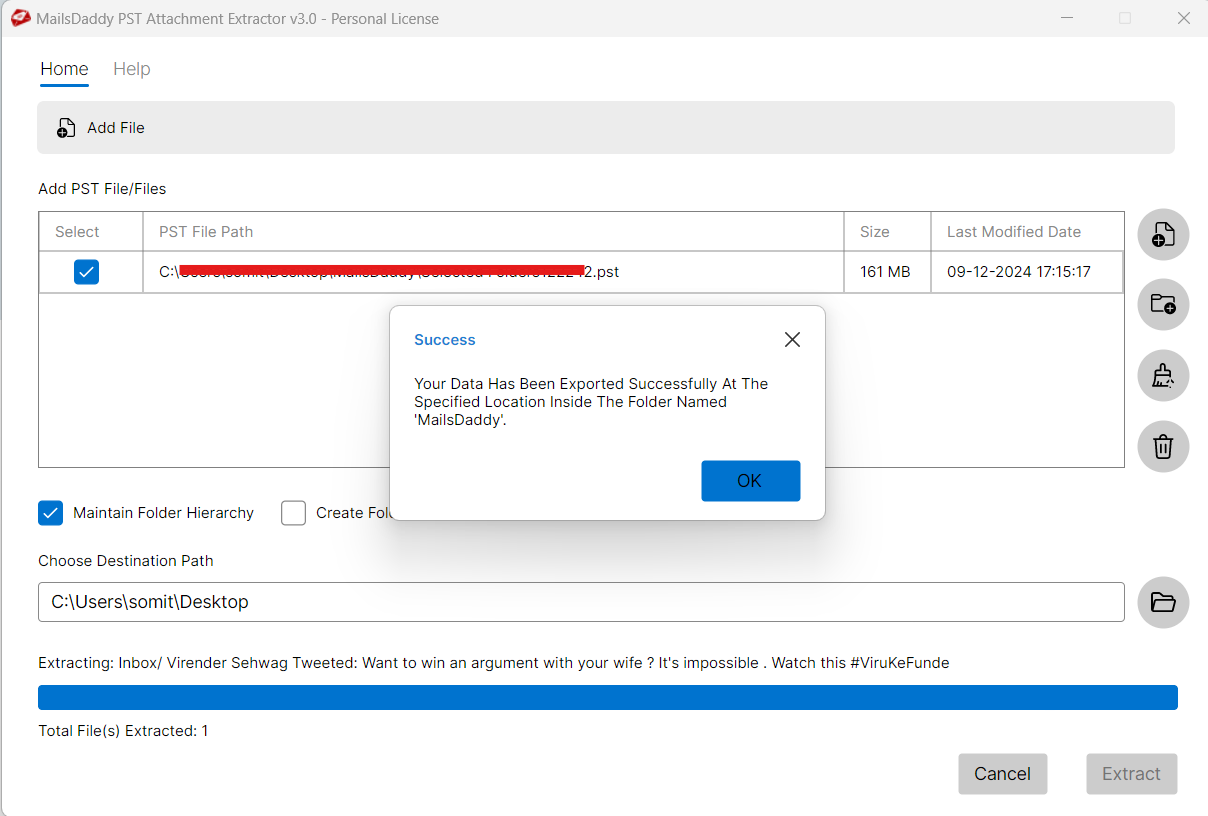 Screenshot 7 of MailsDaddy PST Attachment Extractor