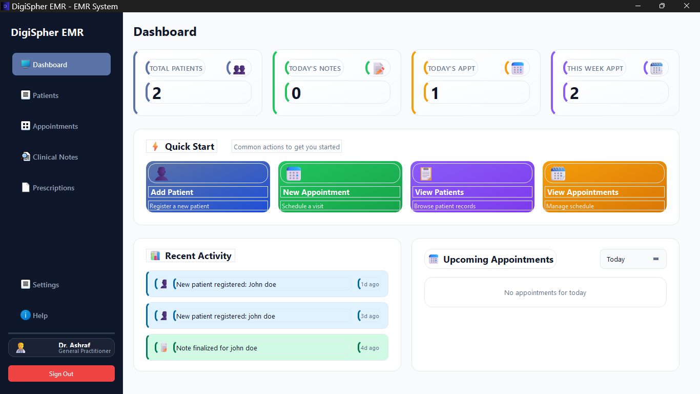 Screenshot 1 of DigiSpher EMR v1.1