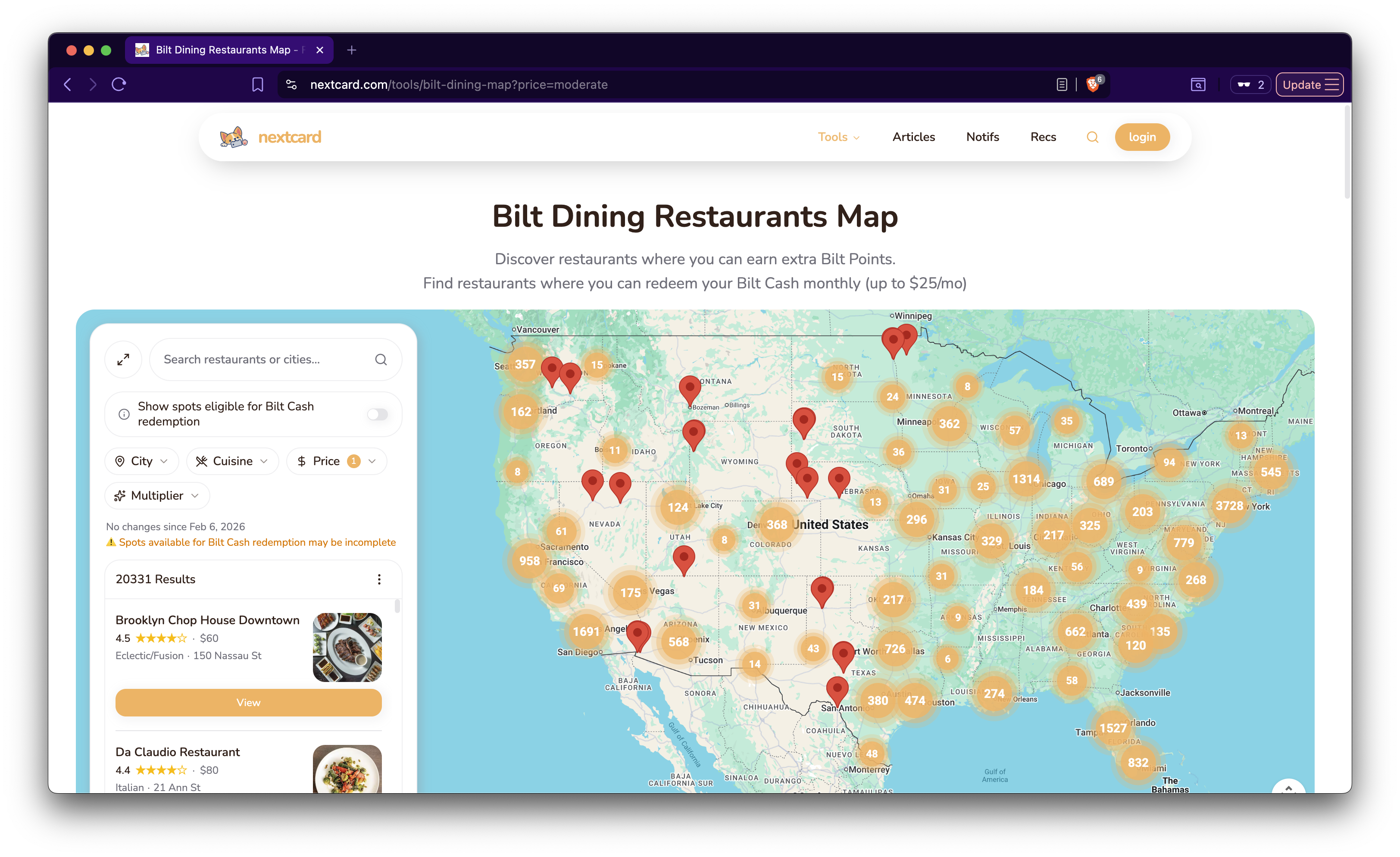 Screenshot 1 of Bilt Dining Restaurants Map