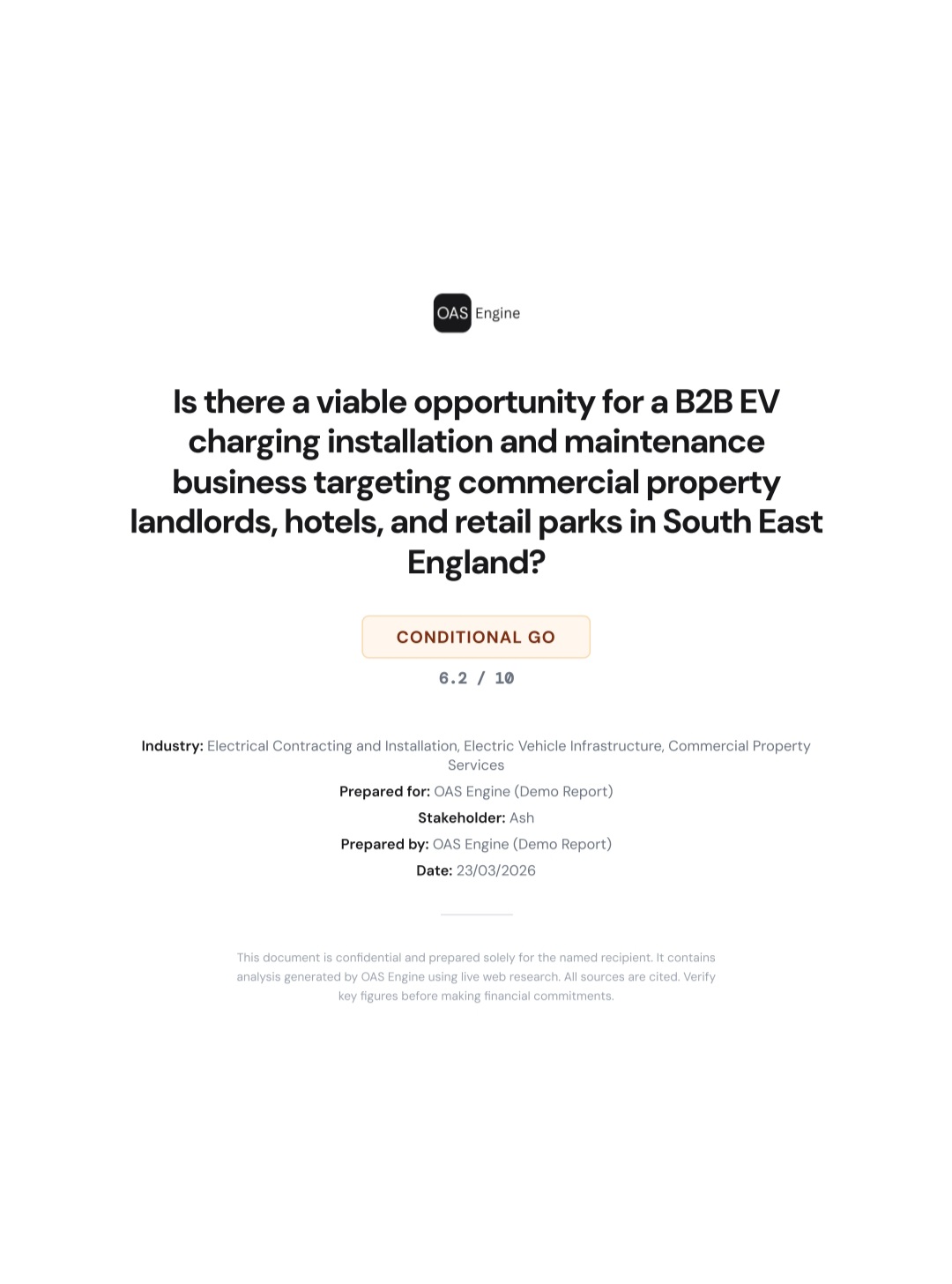Screenshot 1 of OAS Engine Opportunity Analysis Tool