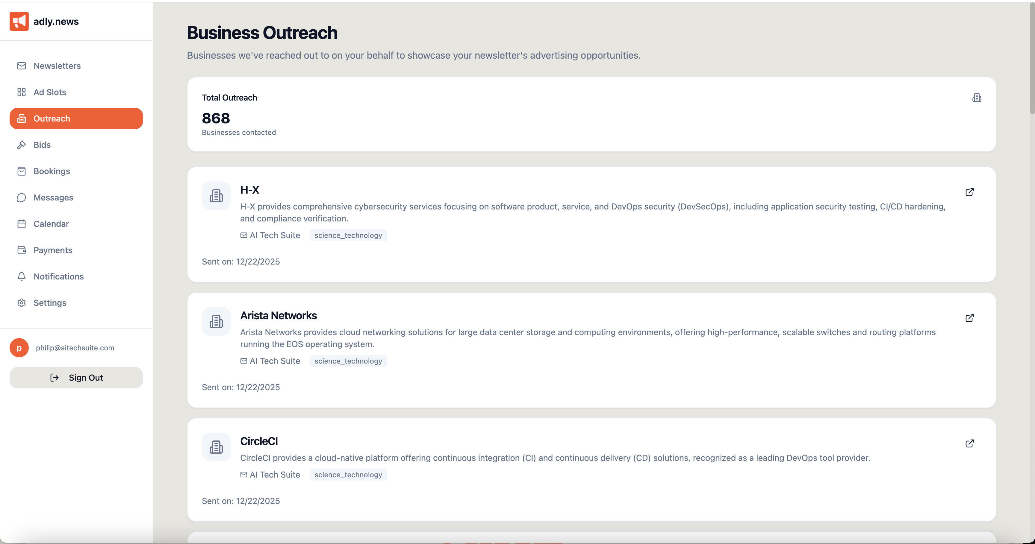 Screenshot 3 of adly.news/newsletter