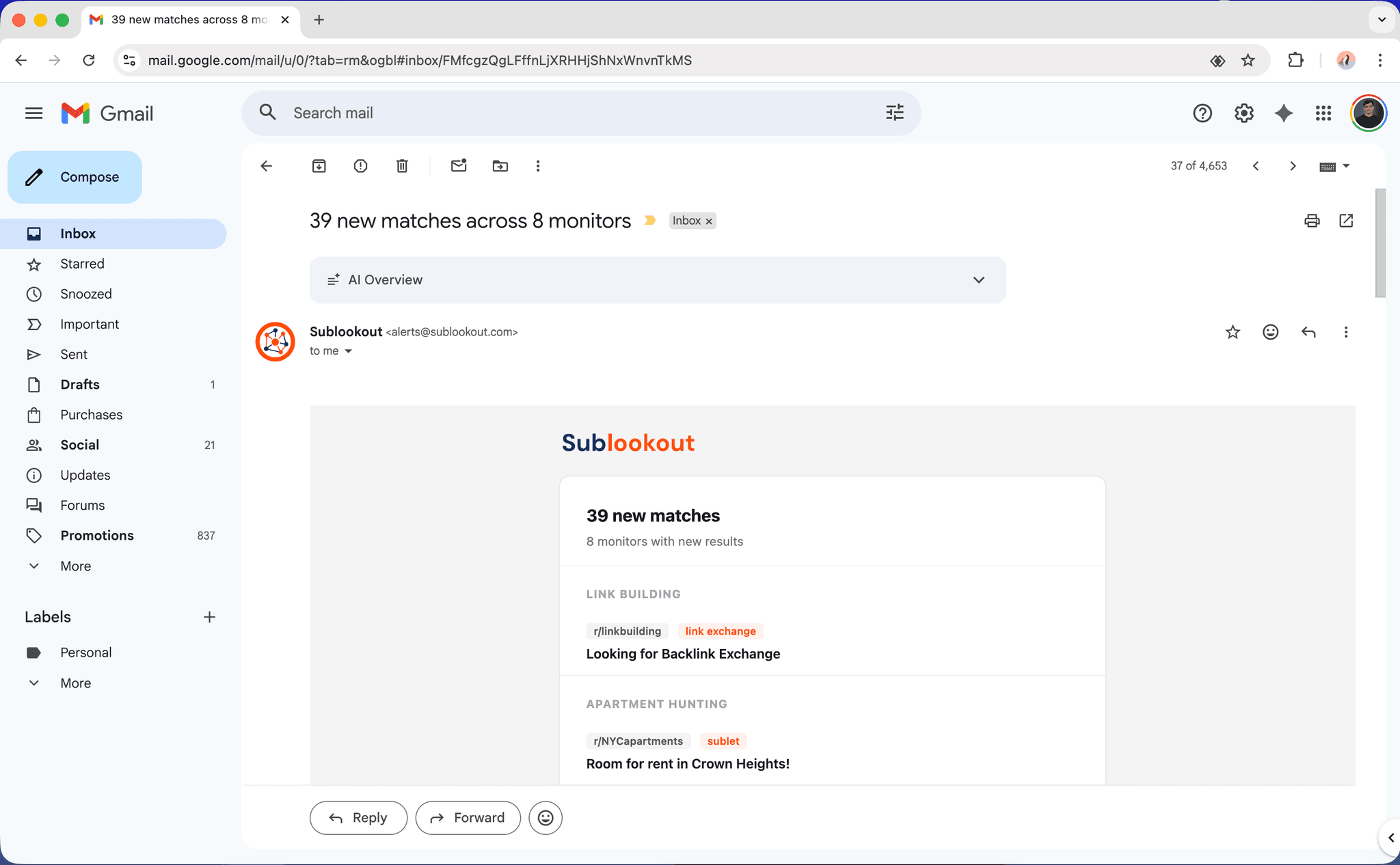 Screenshot 1 of Sublookout