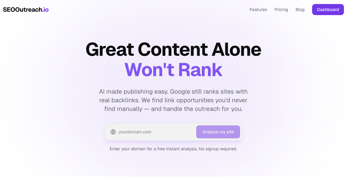 Screenshot 1 of SEOOutreach.io