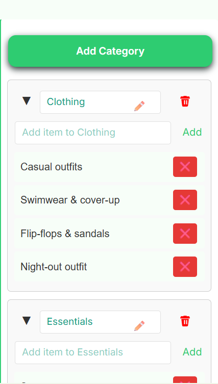 Screenshot 2 of Travel checklist PDF Generator
