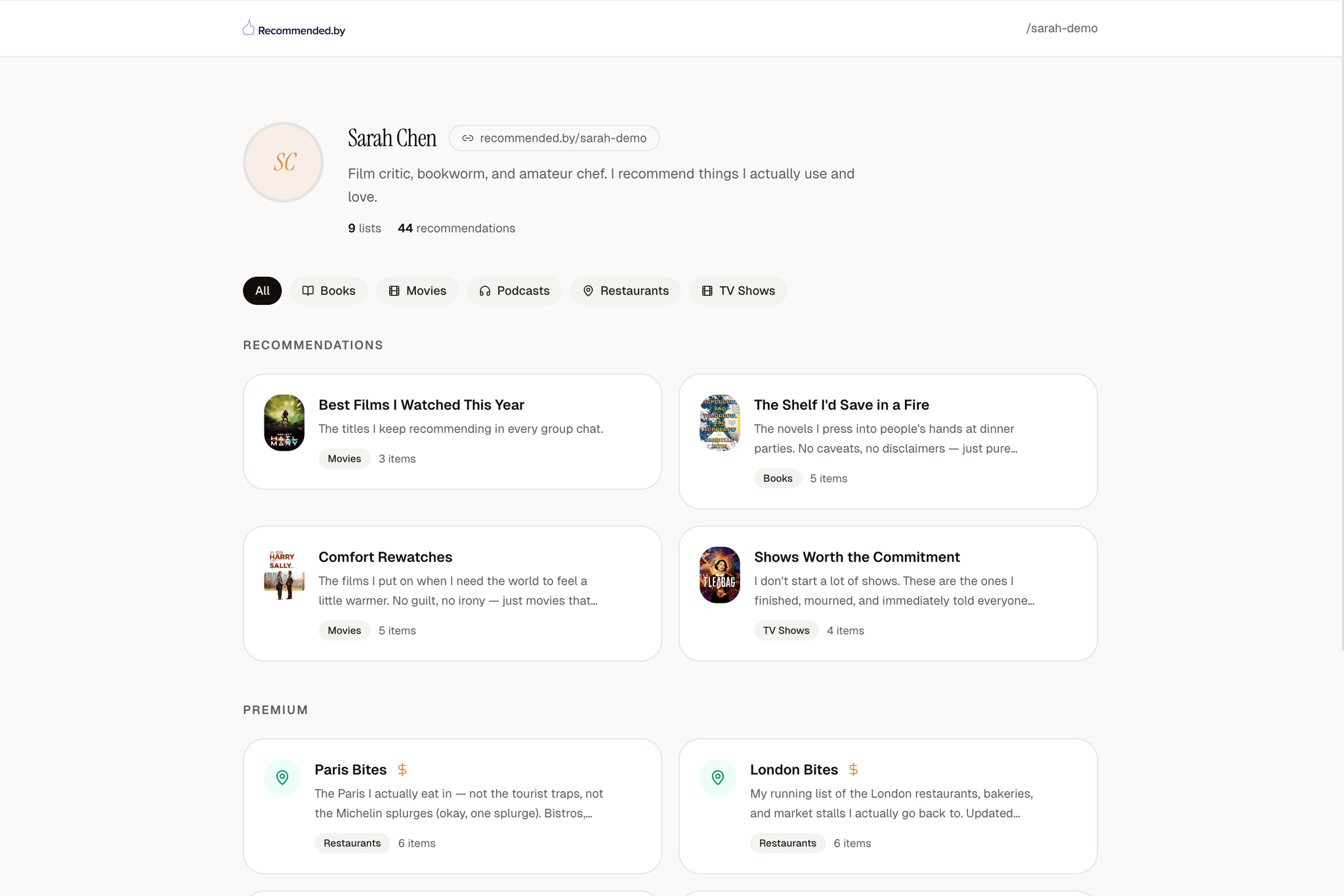 Screenshot 1 of recommended.by