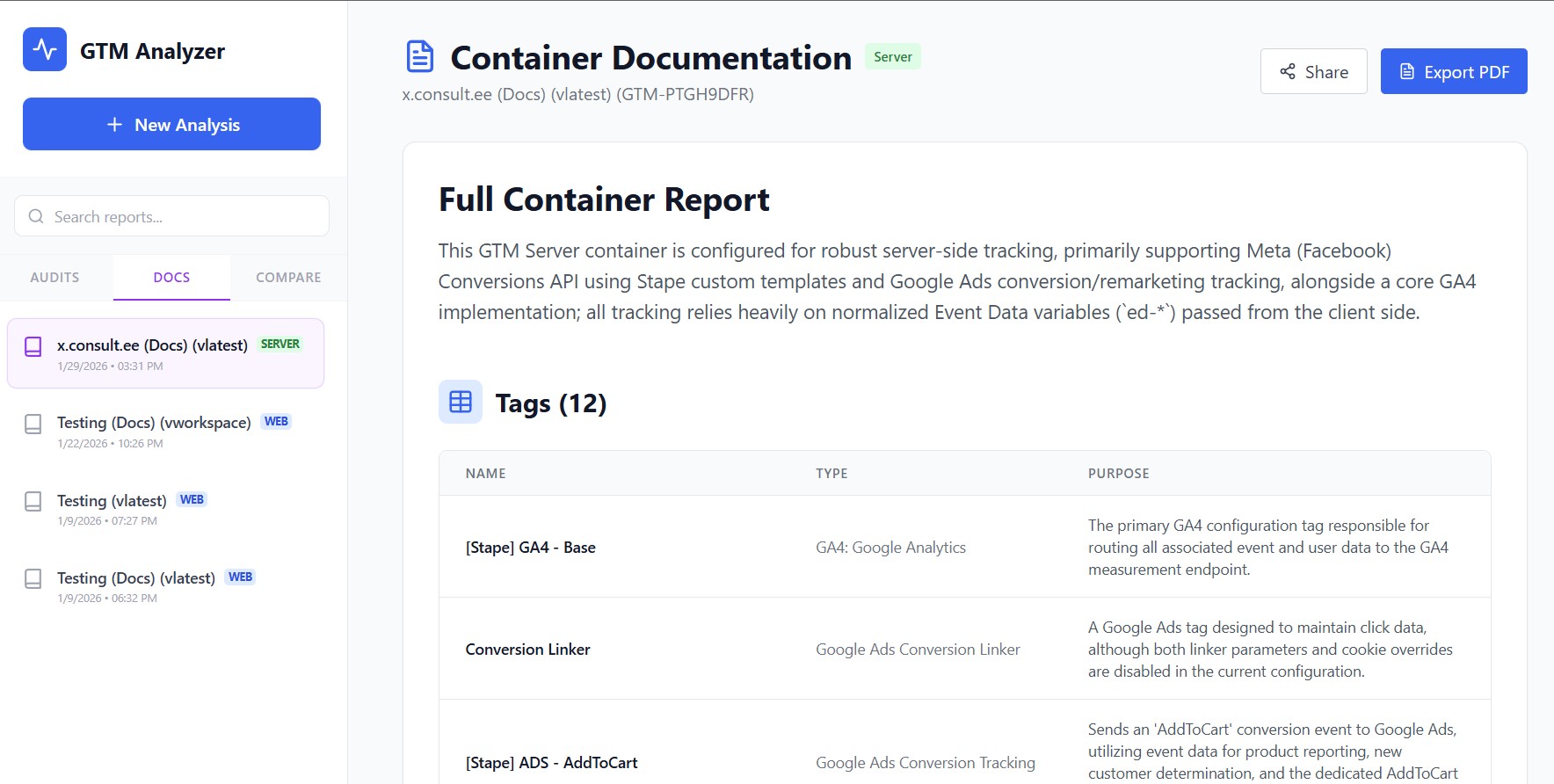 Screenshot 3 of GTM Analyzer