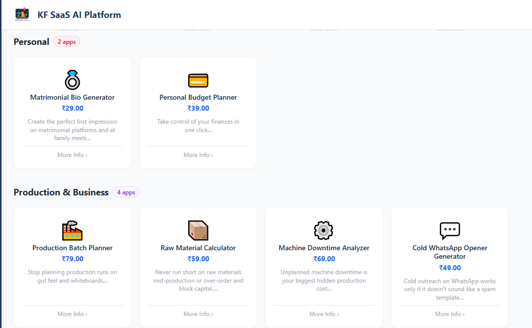 Screenshot 3 of KF SaaS AI Platform