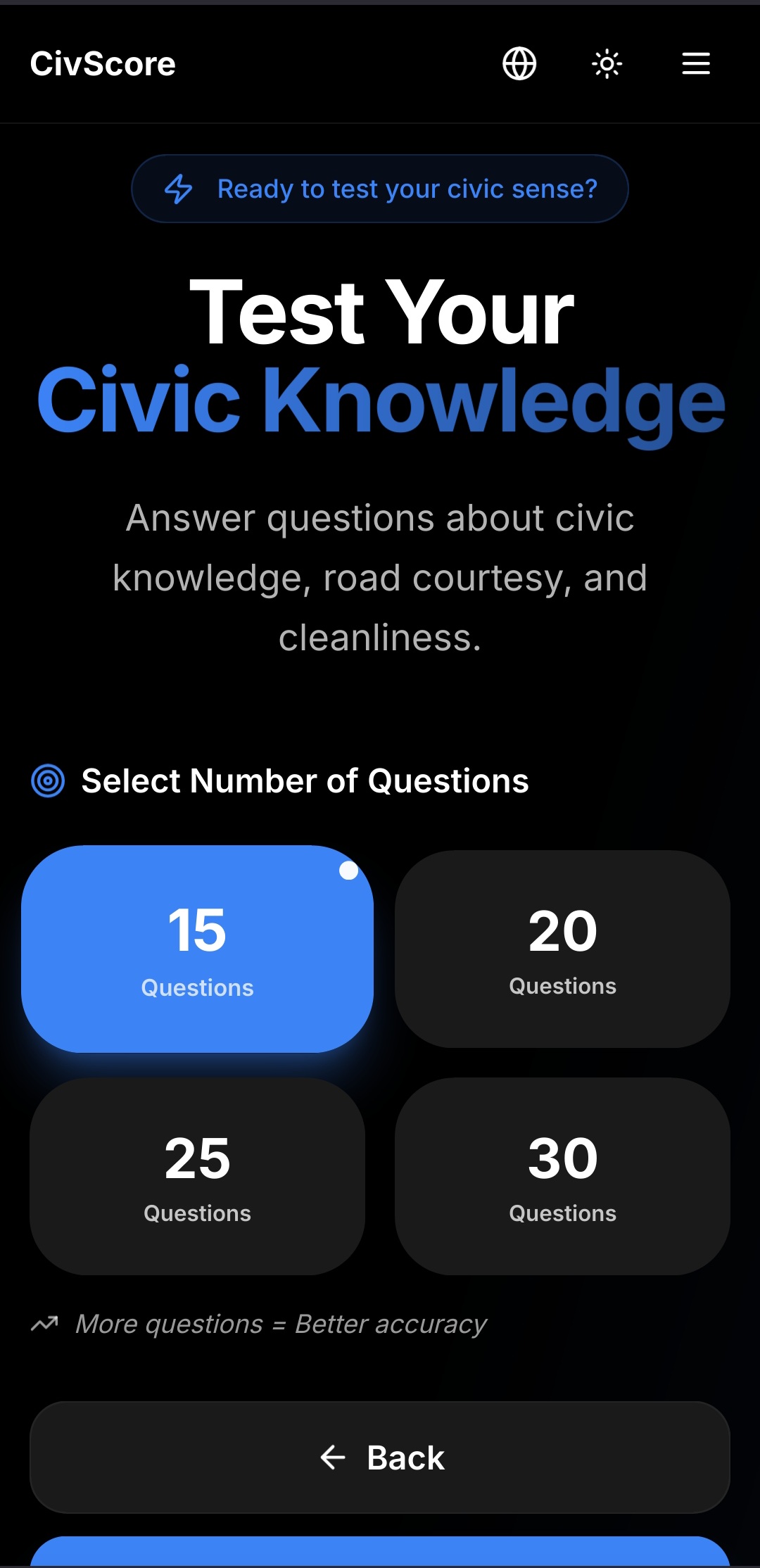 Screenshot 2 of CivScore - Test Your Civic Knowledge