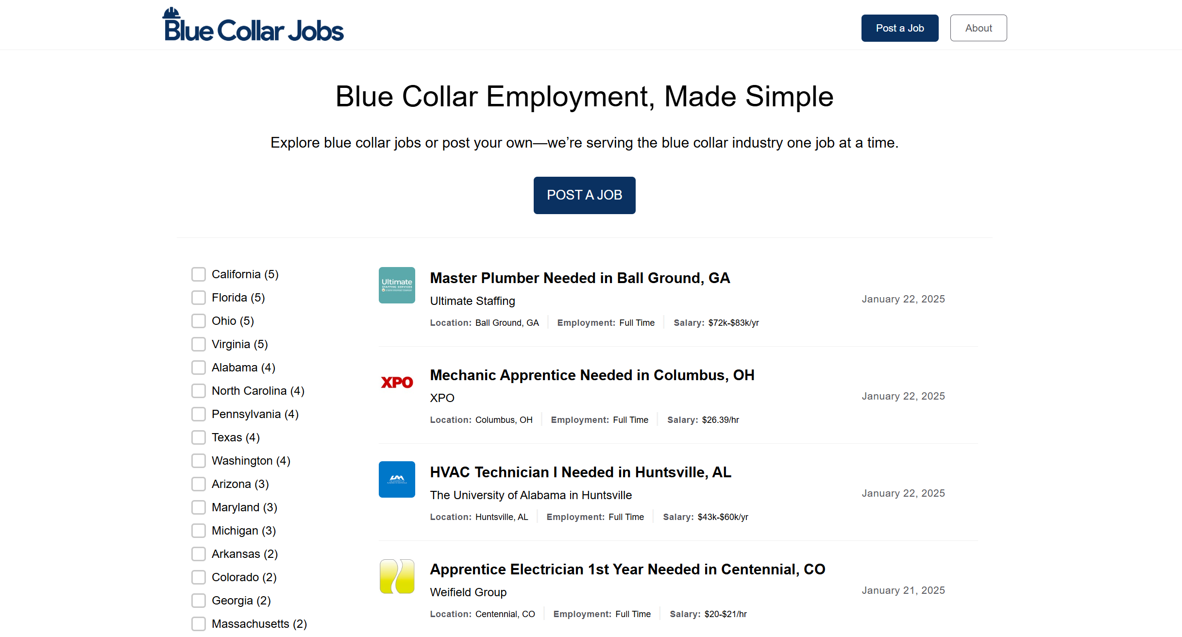 Screenshot 1 of BlueCollarJobs.com
