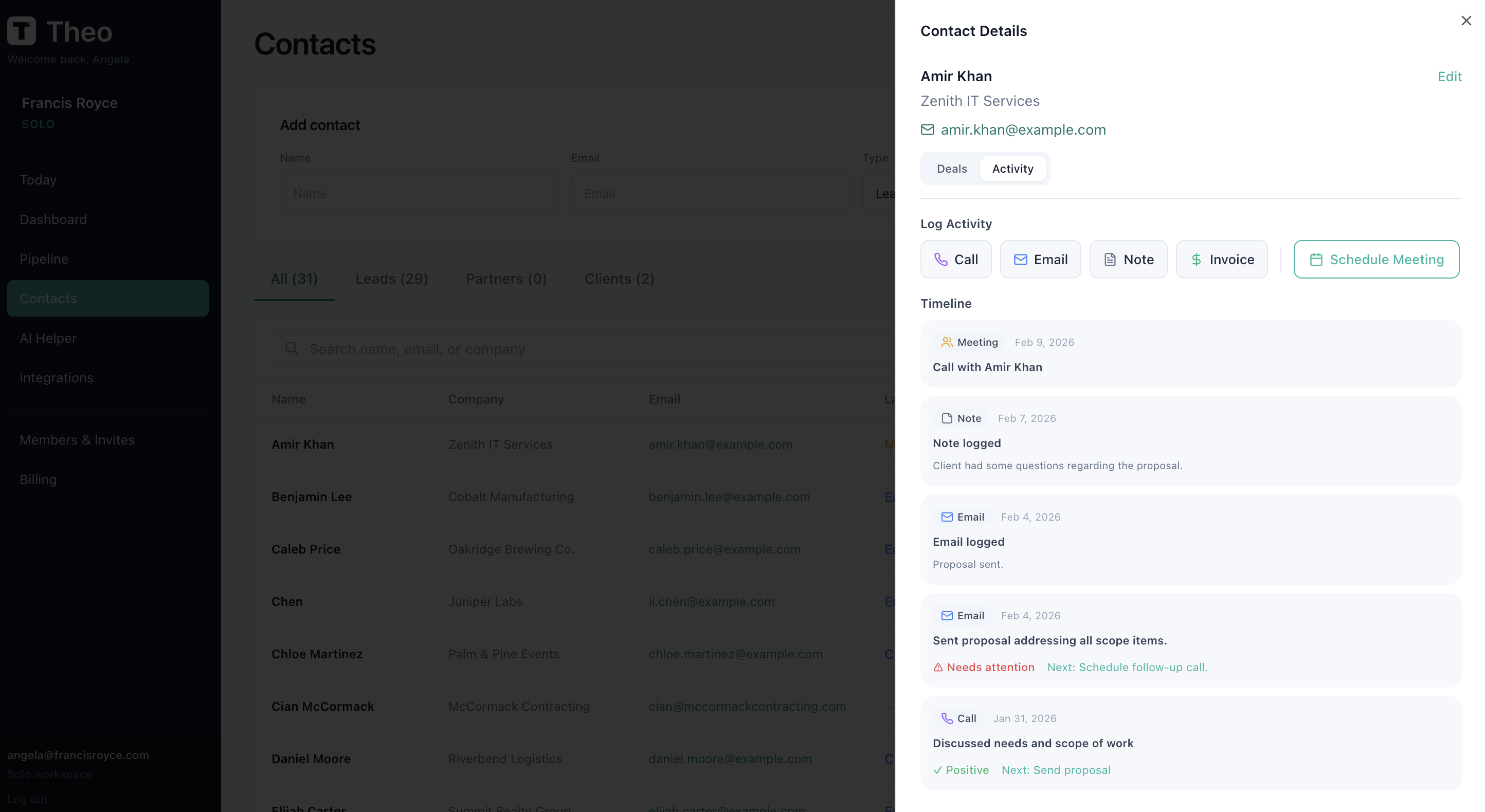 Screenshot 4 of Theo: CRM for Professional Services