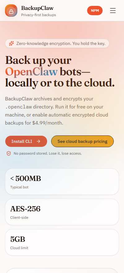 Screenshot 2 of BackupClaw