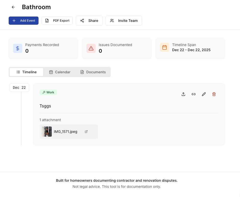 Screenshot 3 of Renovation Timeline