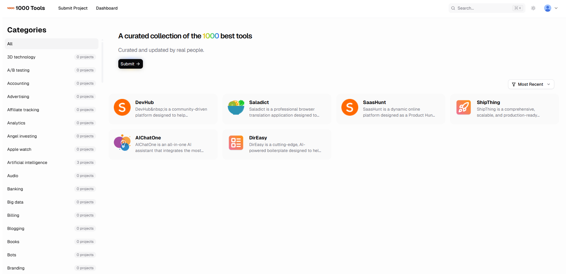 Screenshot 1 of 1000 Saas