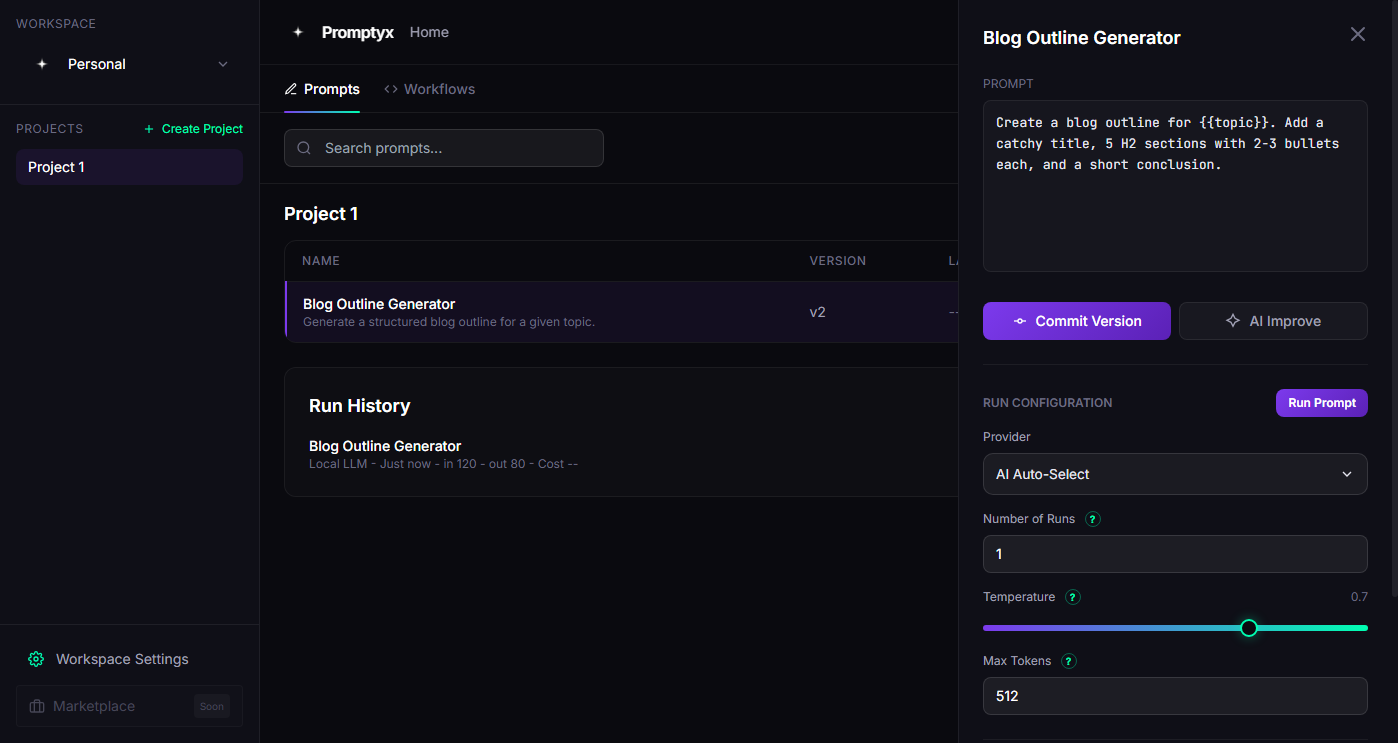 Screenshot 1 of Promptyx