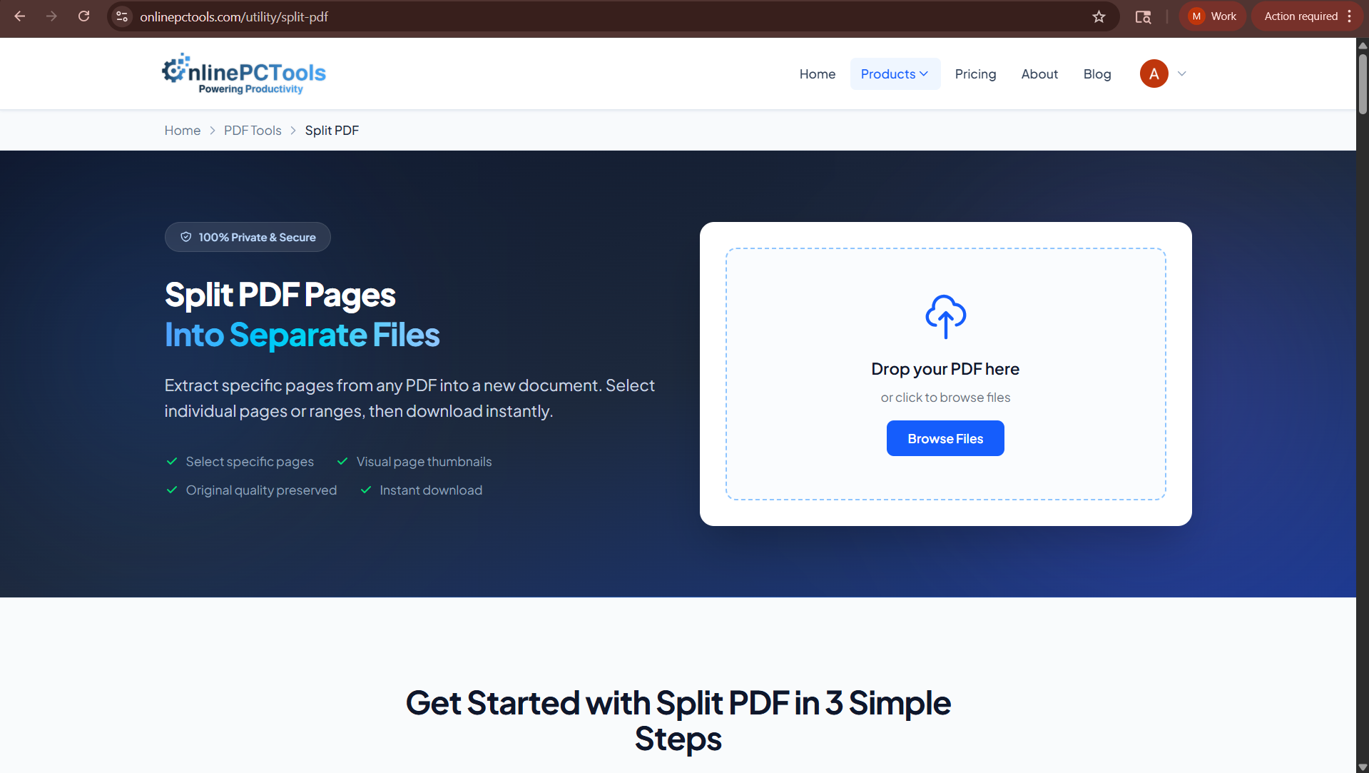 Screenshot 1 of PDF Split Tool - Split PDF Online