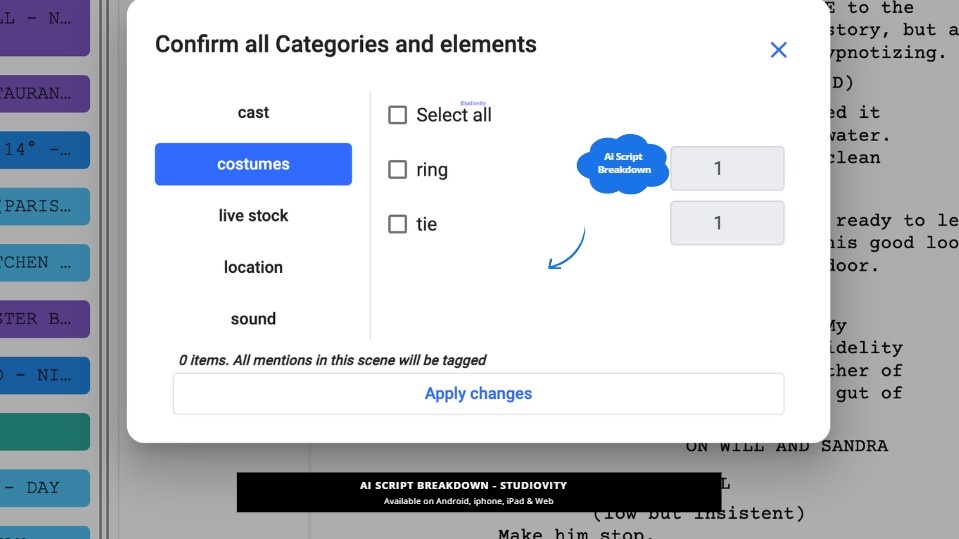 Screenshot 8 of AI Script Breakdown Software| Studiovity