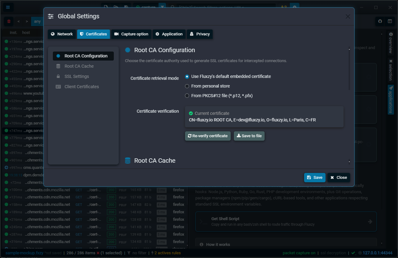 Screenshot 1 of Fluxzy Desktop