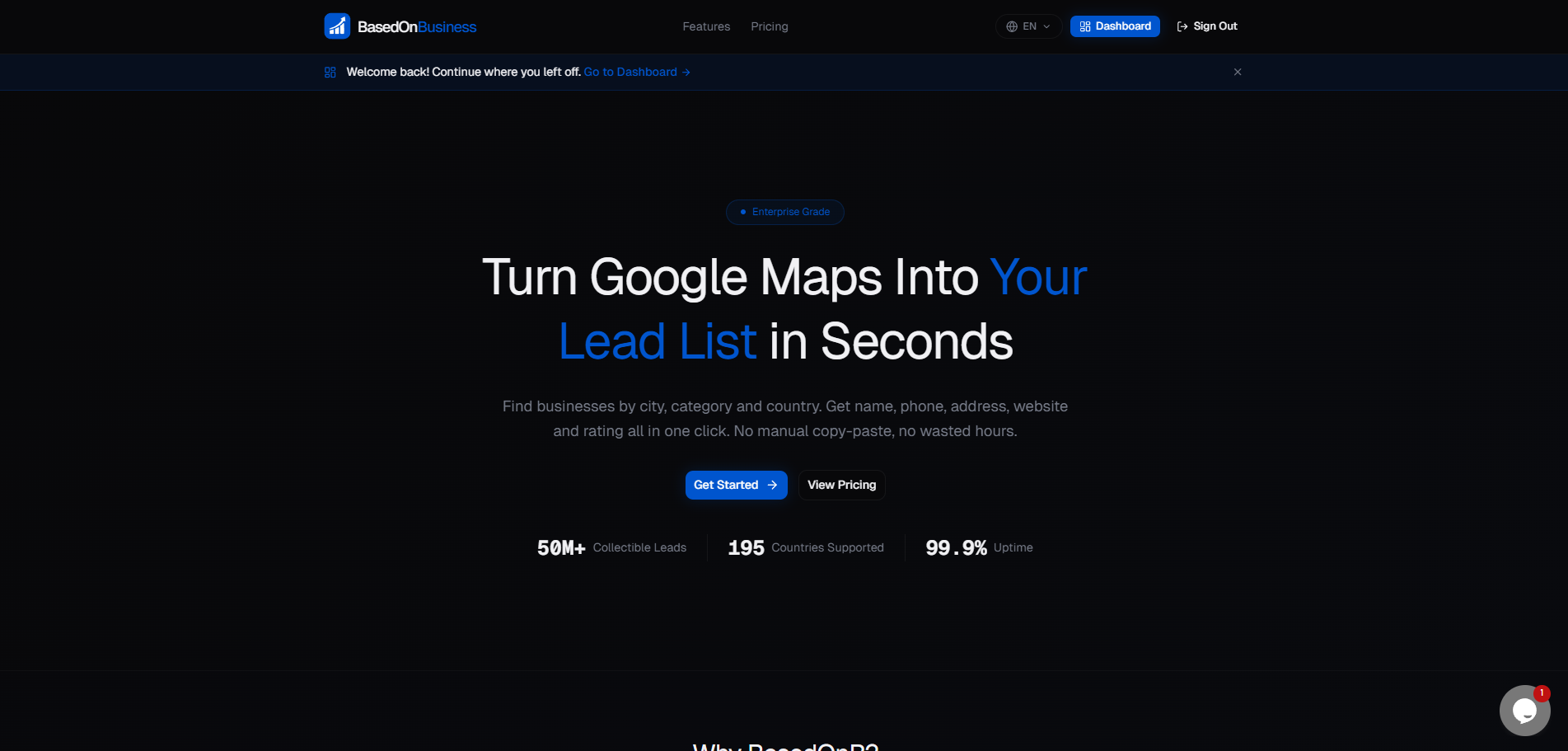 Screenshot 1 of BasedOnBusiness Maps Lead Scraper