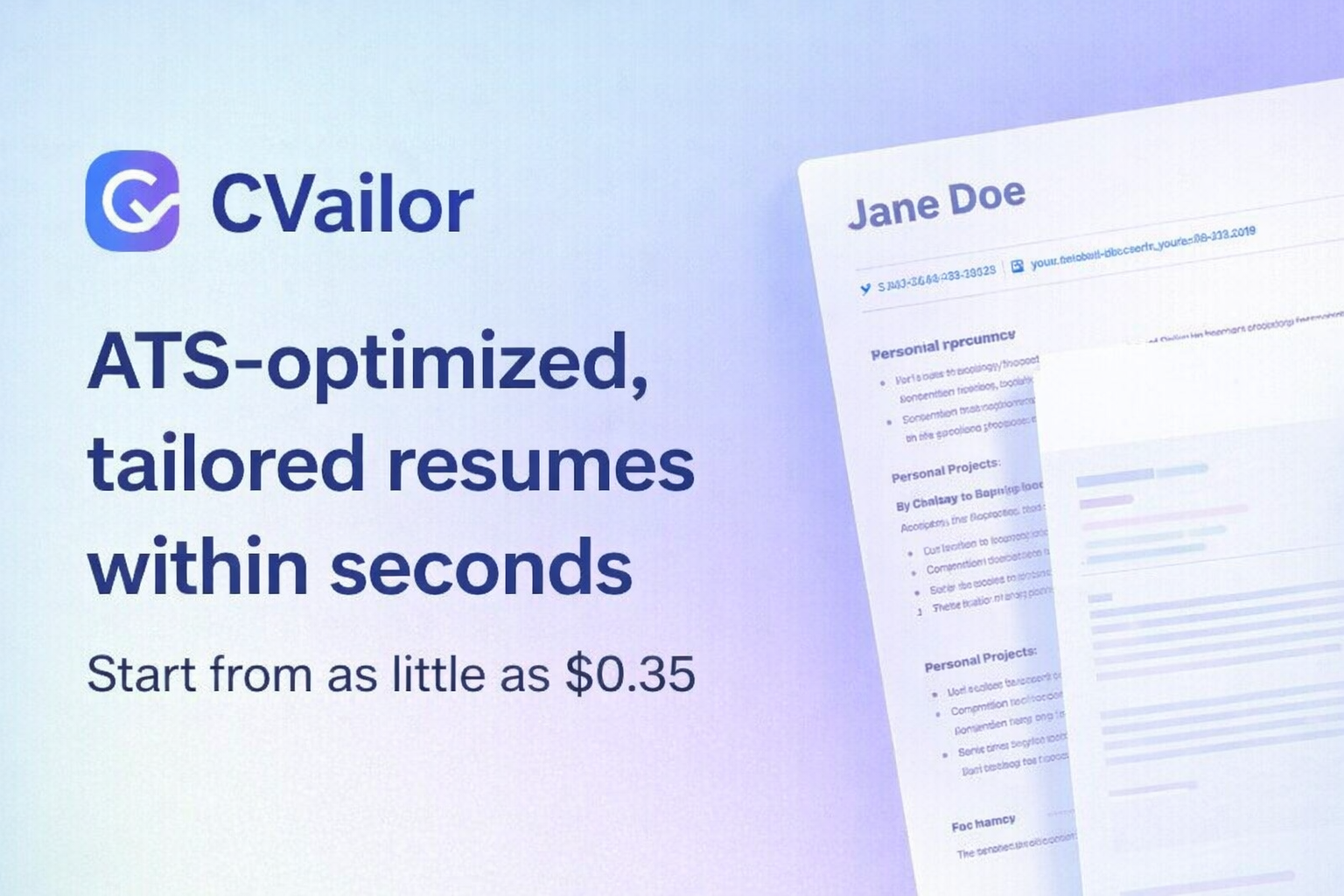 Screenshot 2 of CVailor AI Resume Builder