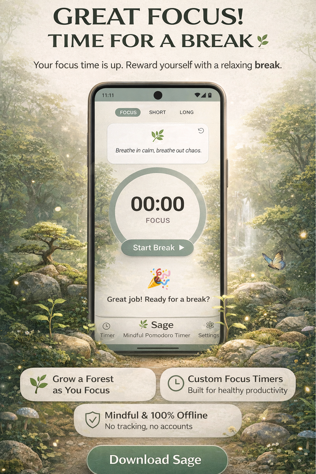 Screenshot 2 of Sage - Pomodoro Focus Timer