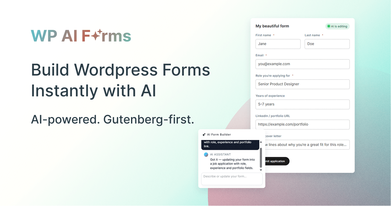 Screenshot 1 of WP AI Forms