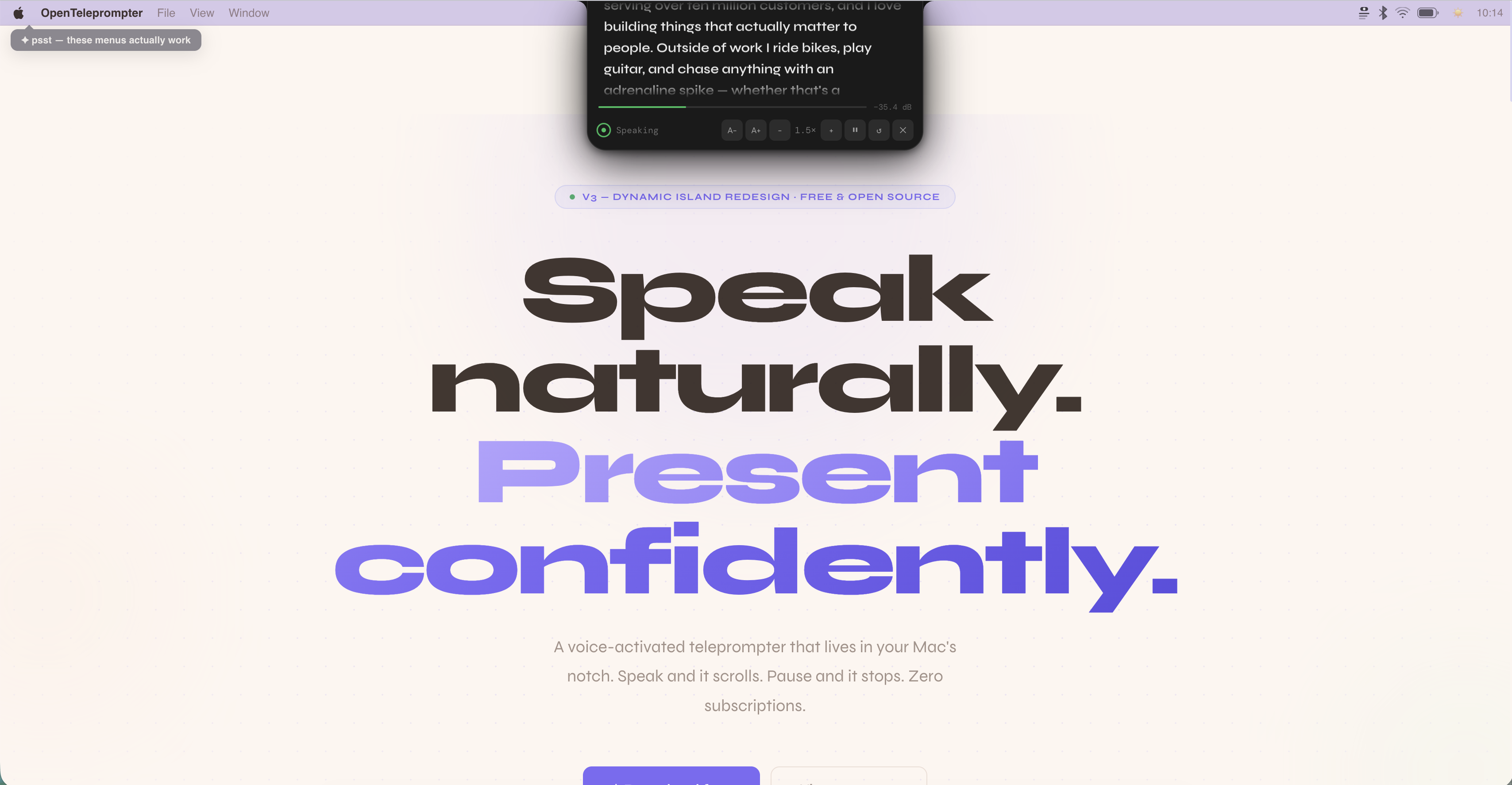 Screenshot 1 of OpenTeleprompter V3