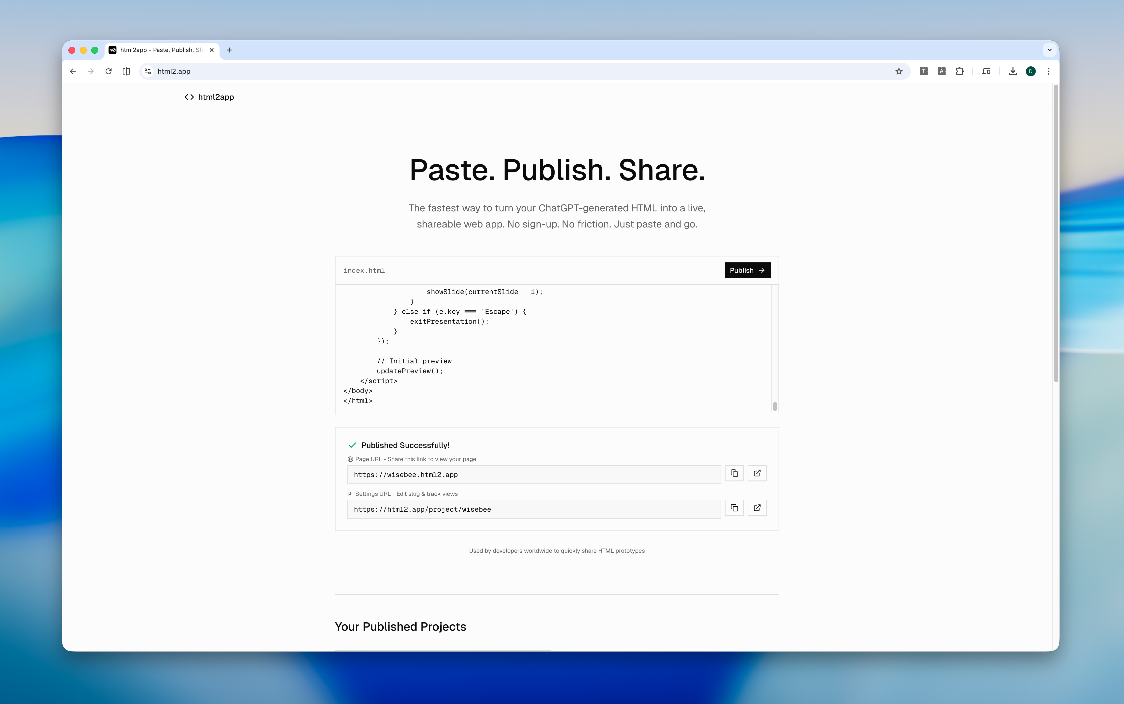 Screenshot 1 of html2app