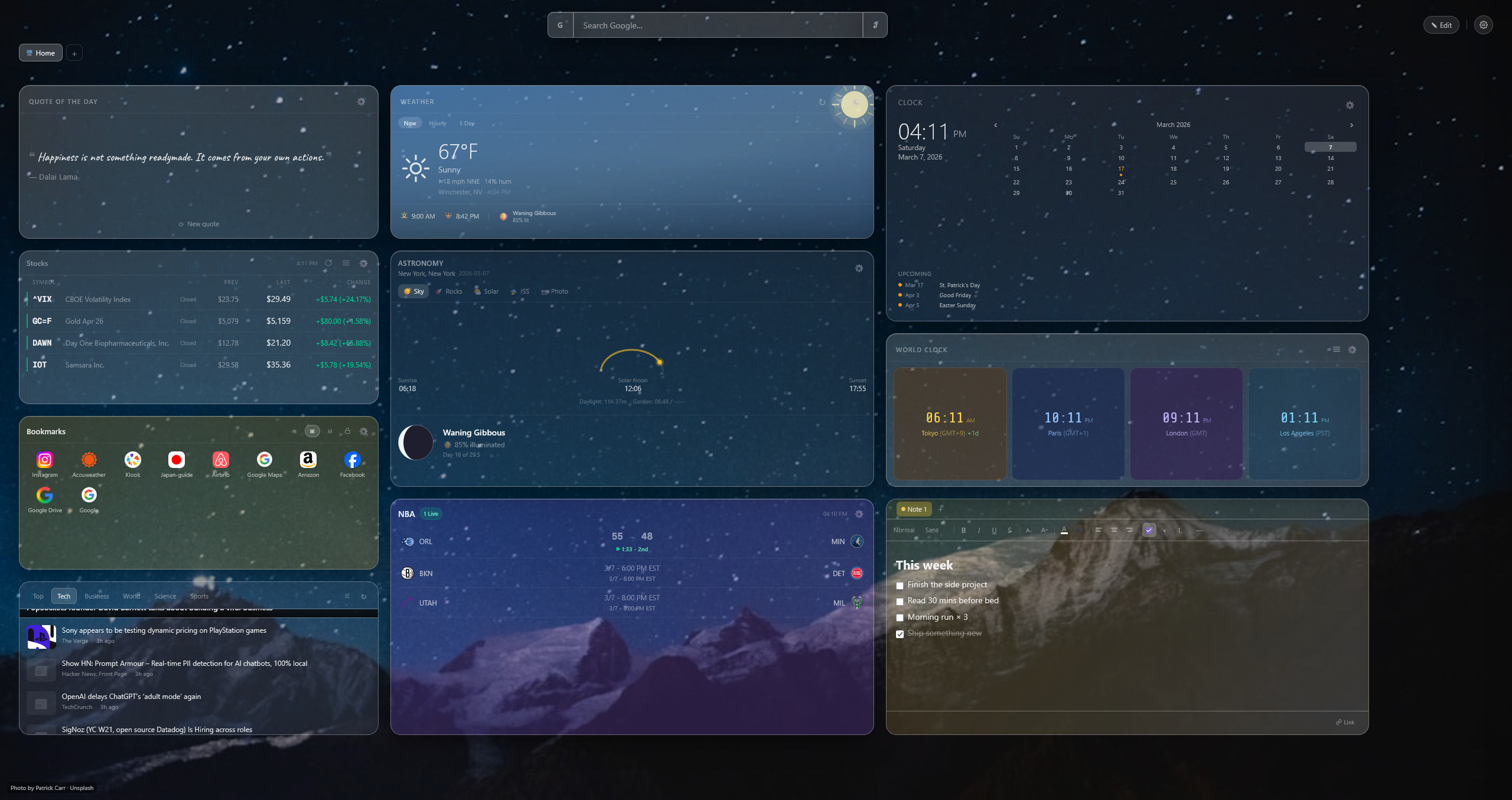 Screenshot 1 of Portara Start Page