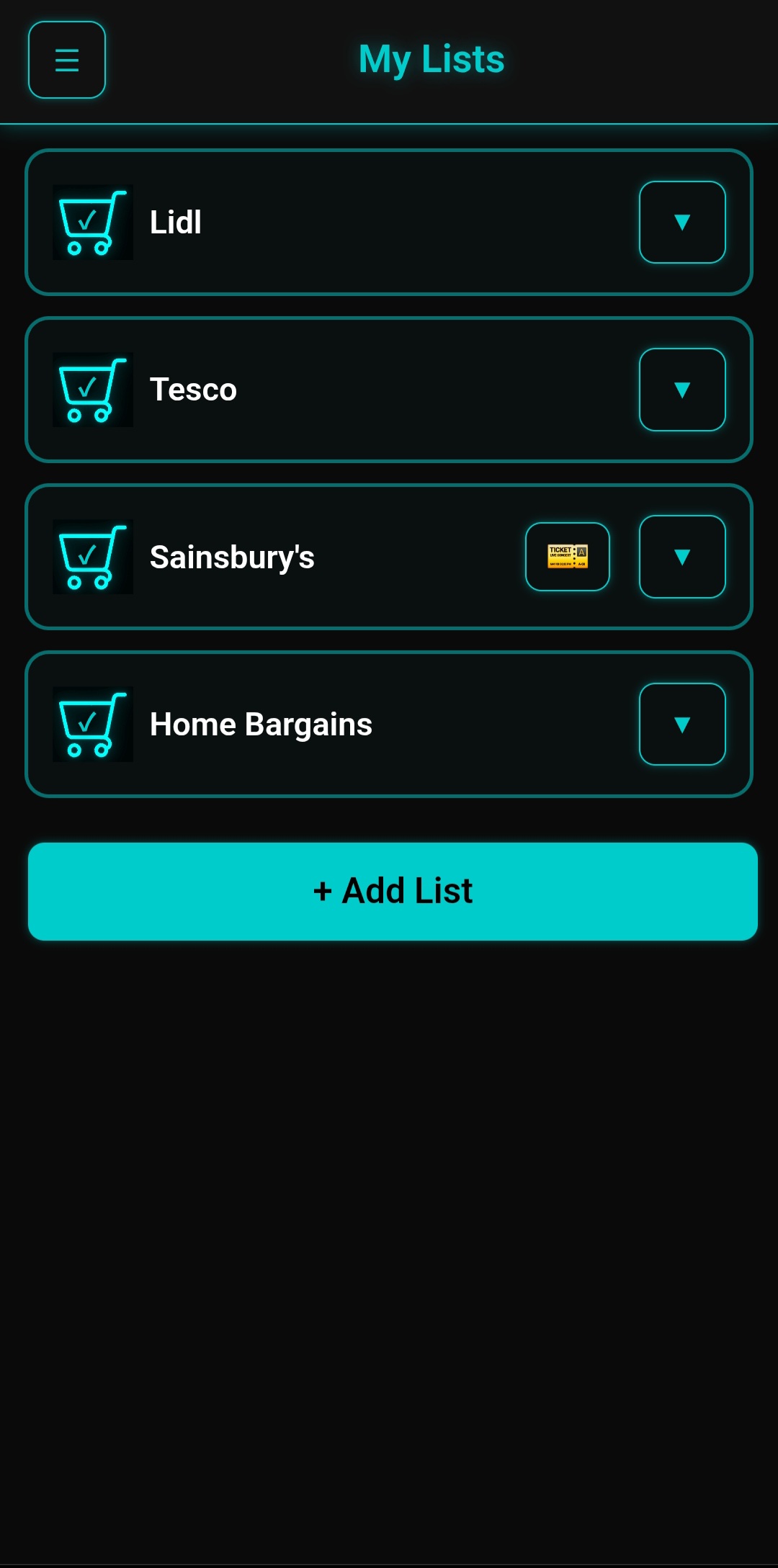 Screenshot 2 of Neon Lists - Smart Shopping Lists