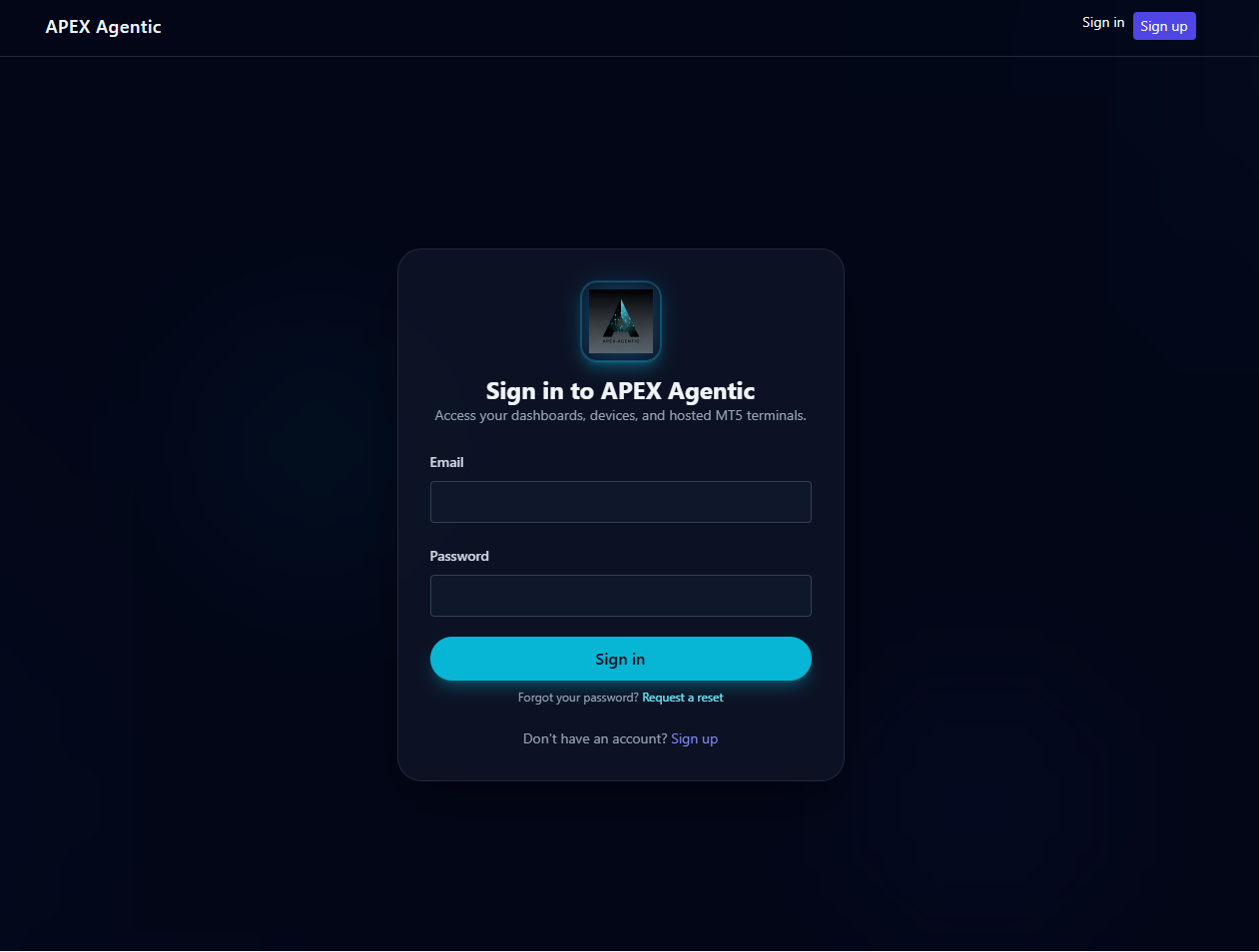 Screenshot 1 of Apex Agentic Trader