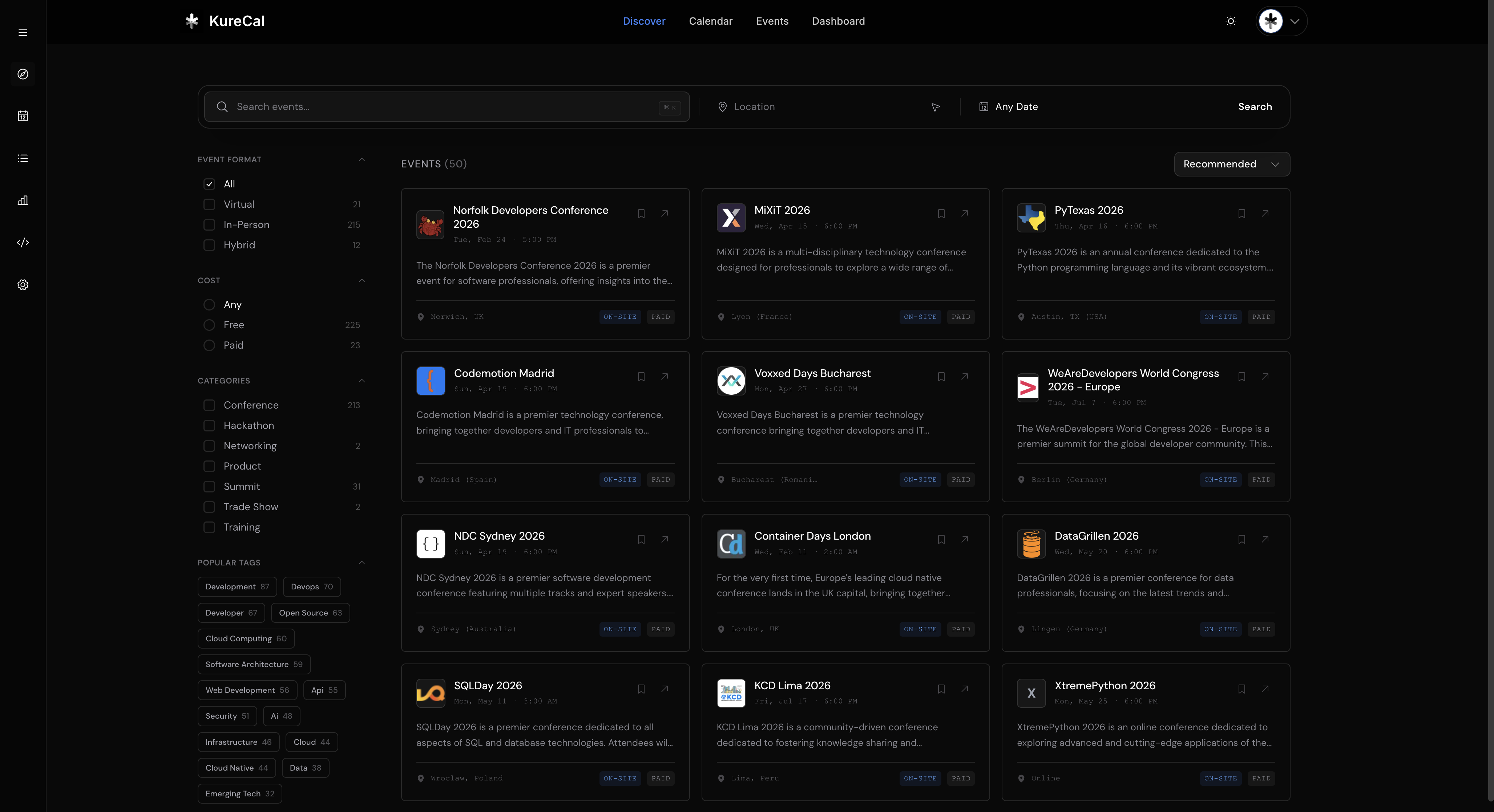 Screenshot 2 of Kure-Cal: Tech Events Discovery Platform