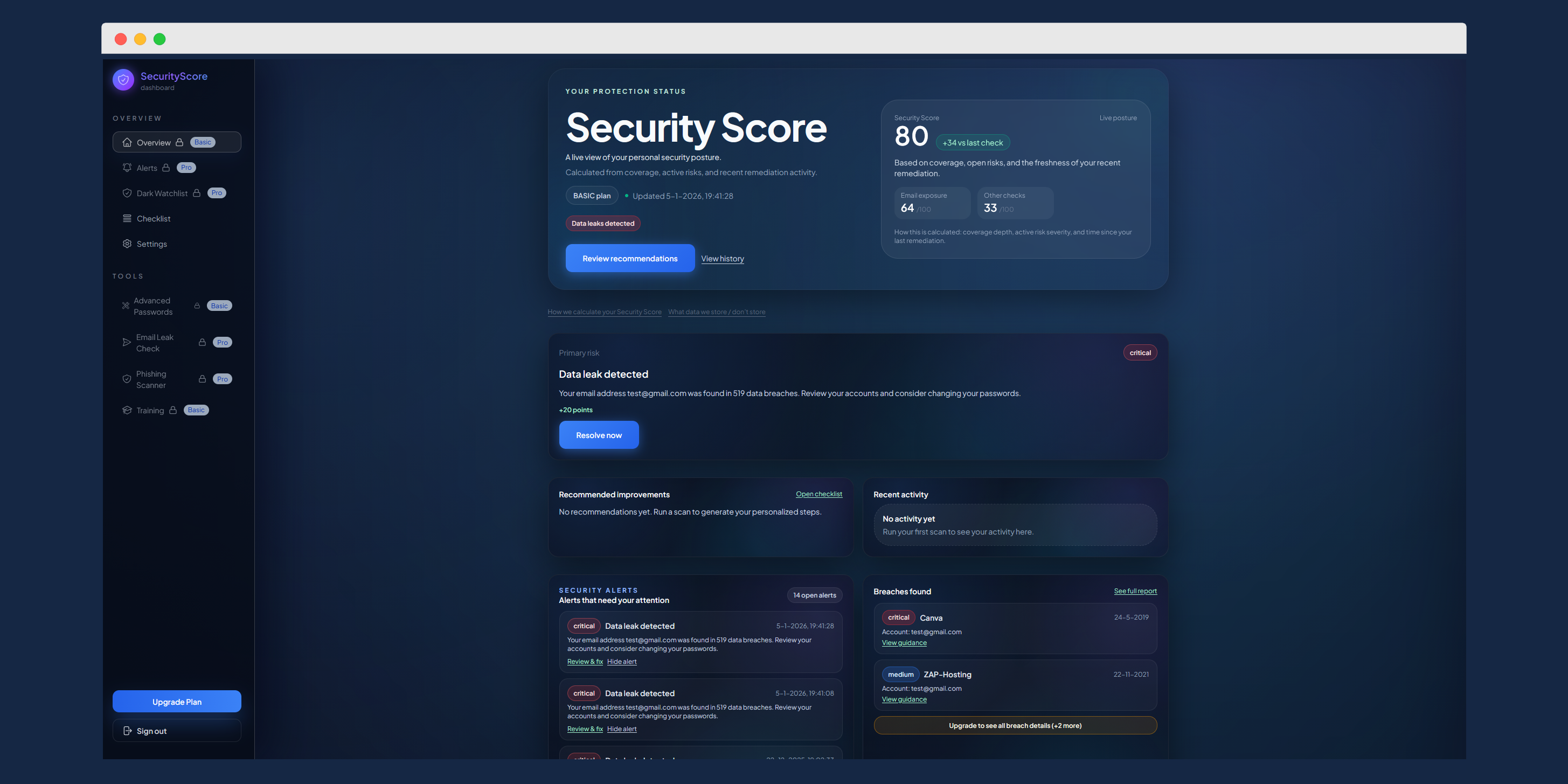 Screenshot 1 of SecurityScore.me