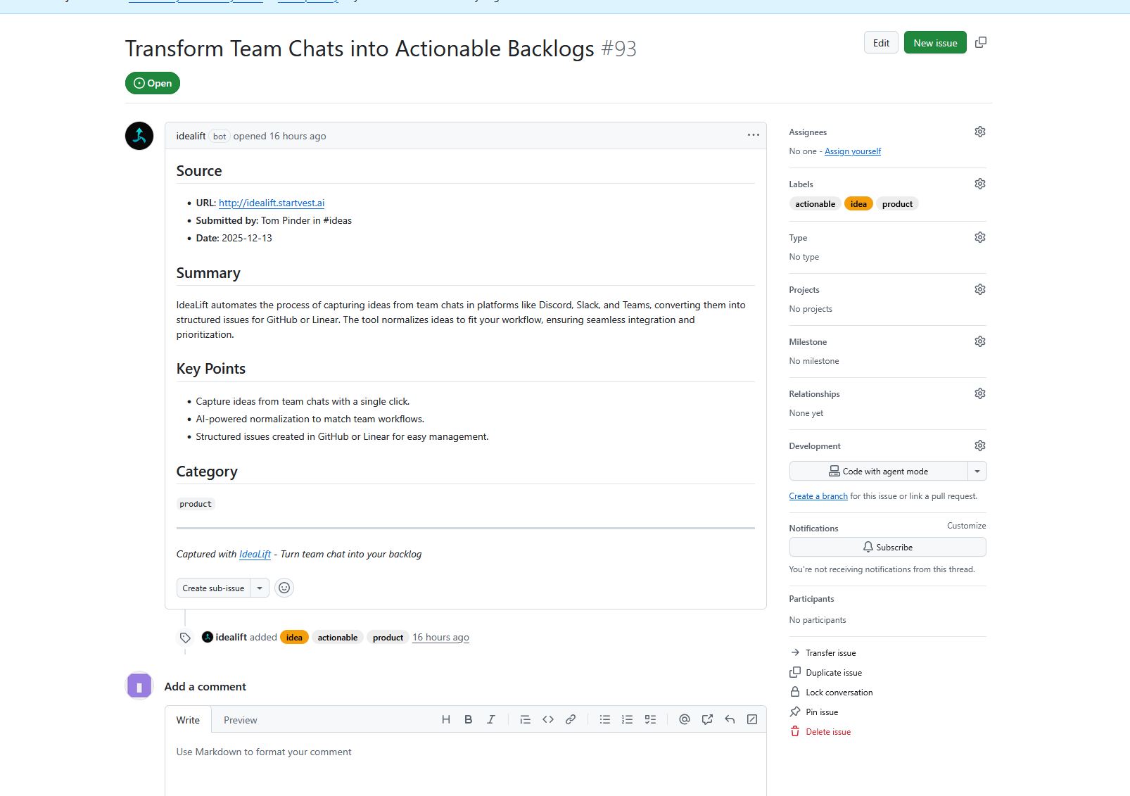 Screenshot 1 of IdeaLift