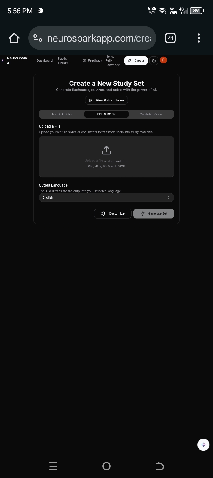Screenshot 1 of NeuroSpark AI