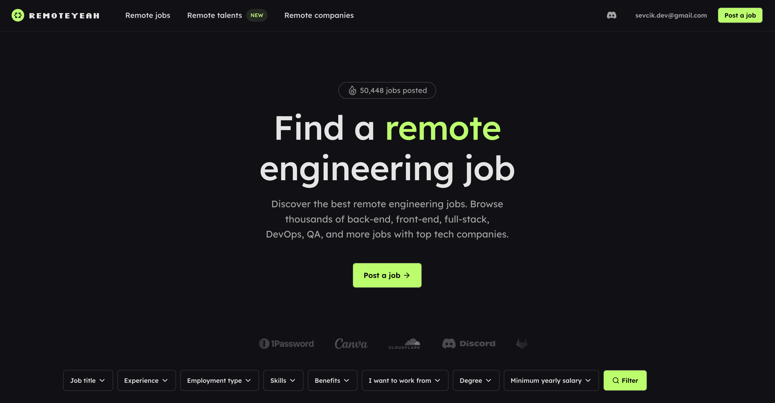 Screenshot 1 of RemoteYeah