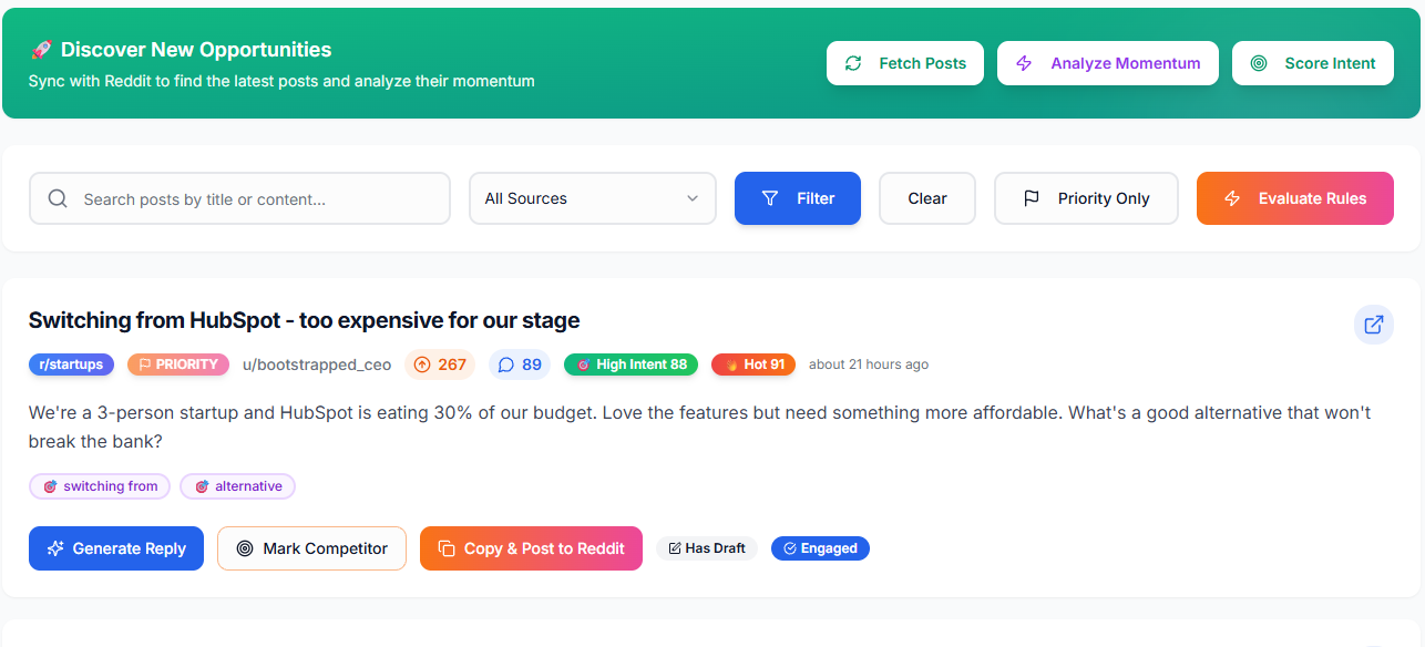 Screenshot 2 of Subrdr - Your AI SDR for Reddit