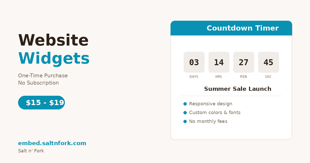 Screenshot 1 of Website Widgets | Salt n' Fork