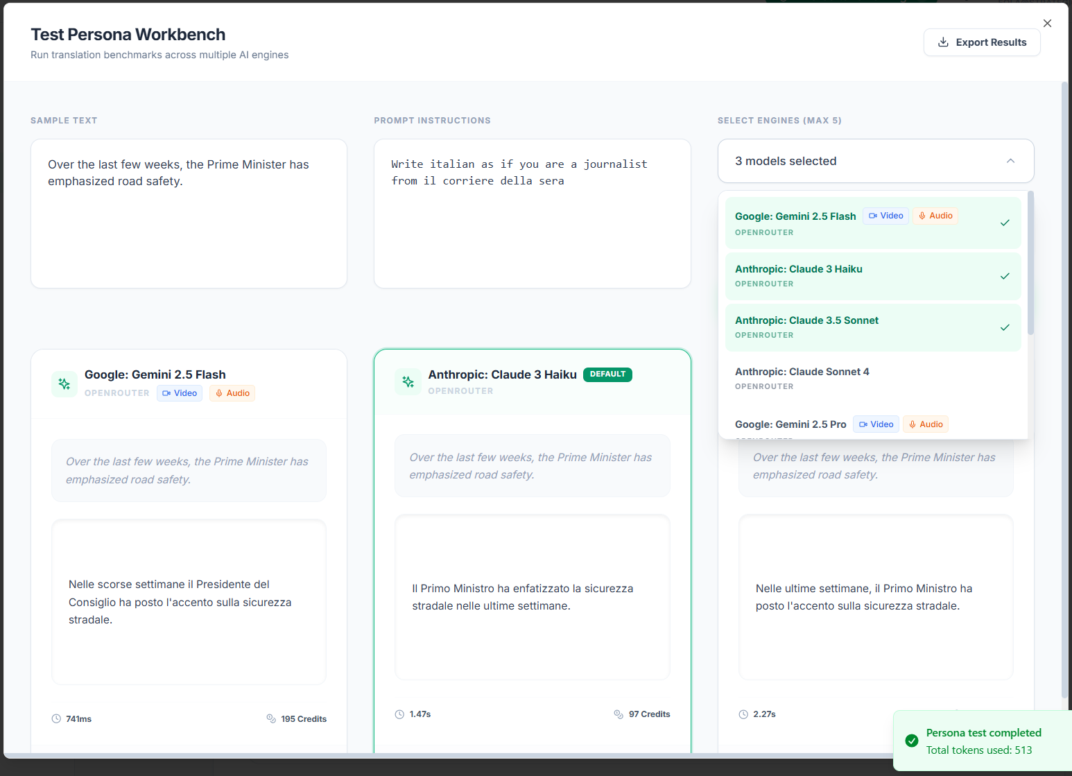 Screenshot 1 of Robert AI Translation Platform