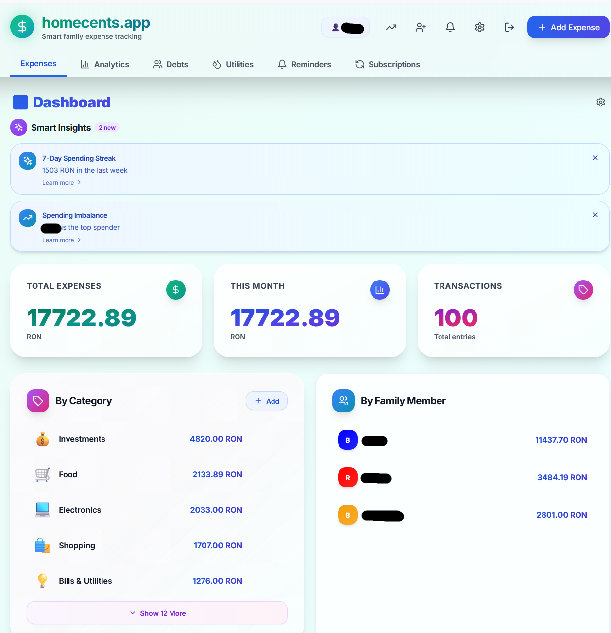 Screenshot 3 of homecents.app - amily Expense Tracker