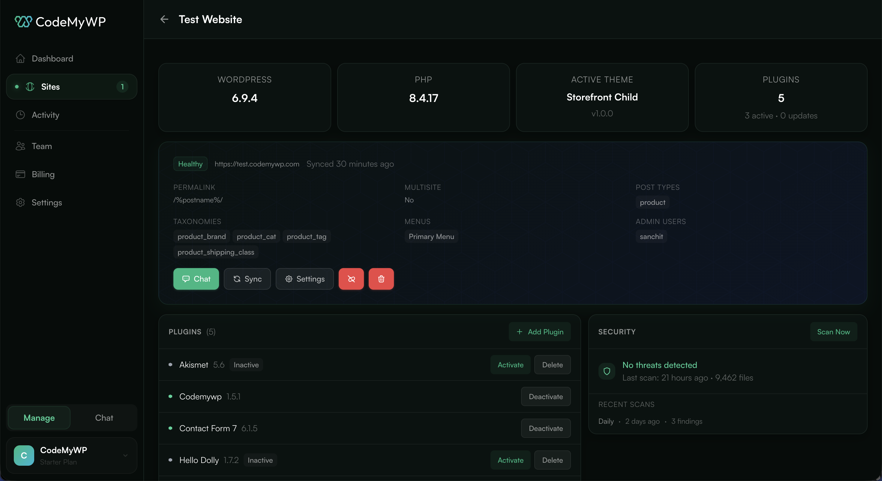 Screenshot 1 of CodeMyWP