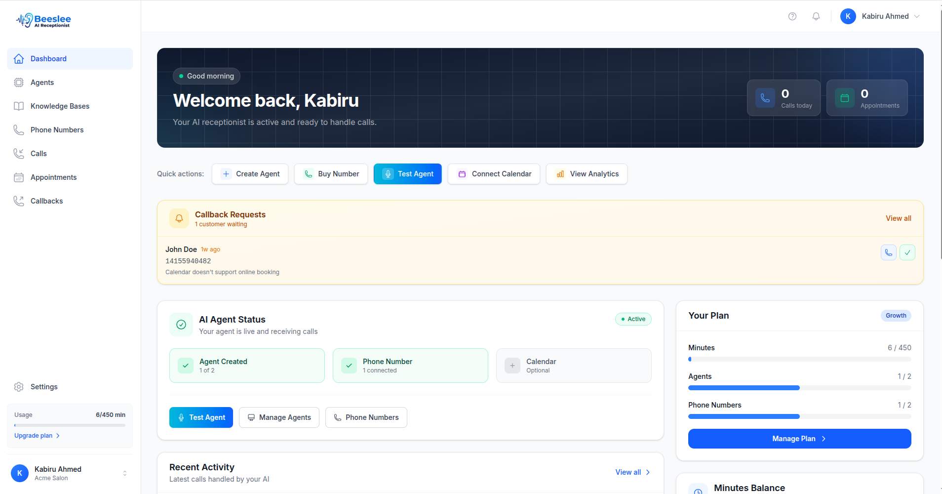 Screenshot 2 of Beeslee AI Receptionist