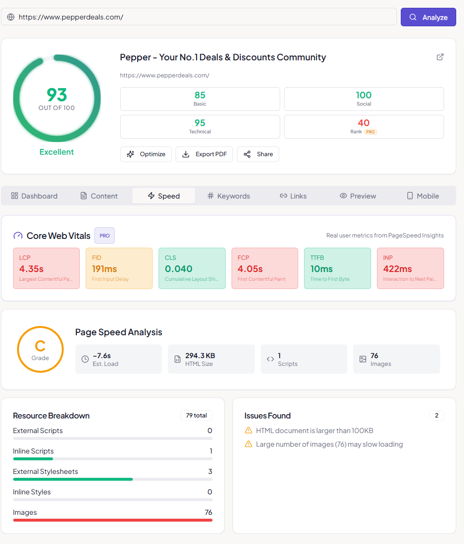 Screenshot 3 of yaSEO - Website Analyzer