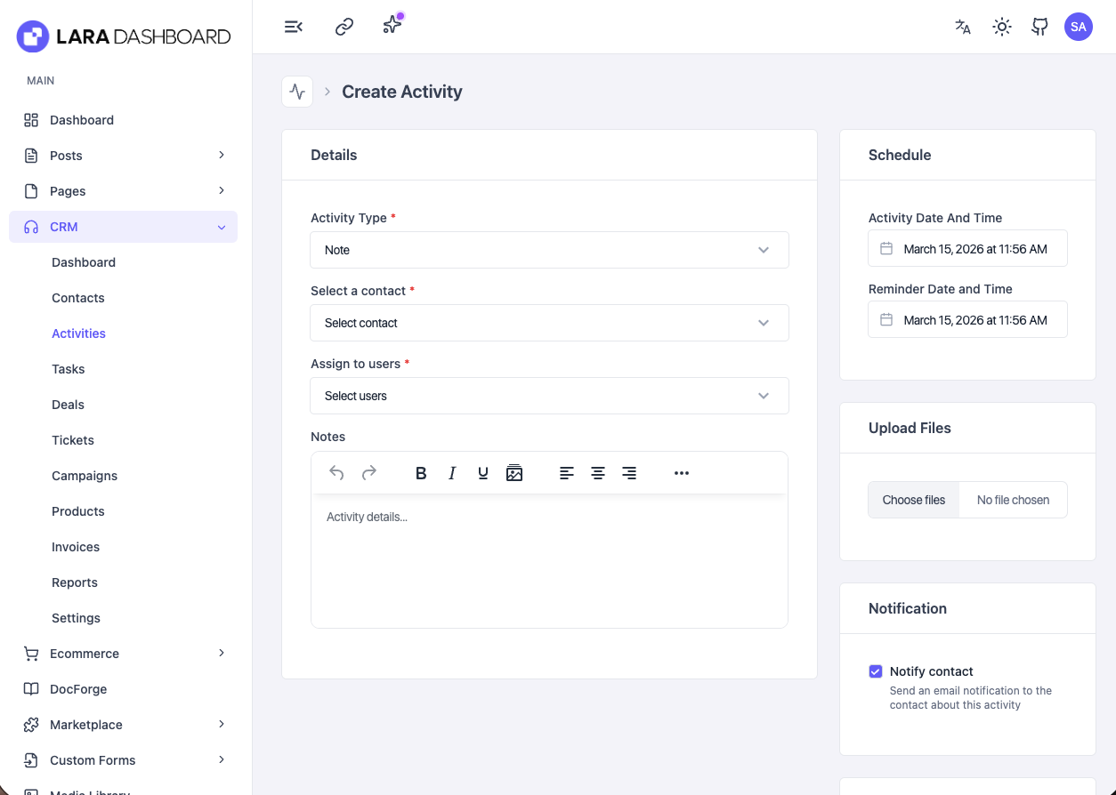 Screenshot 9 of Lara Dashboard
