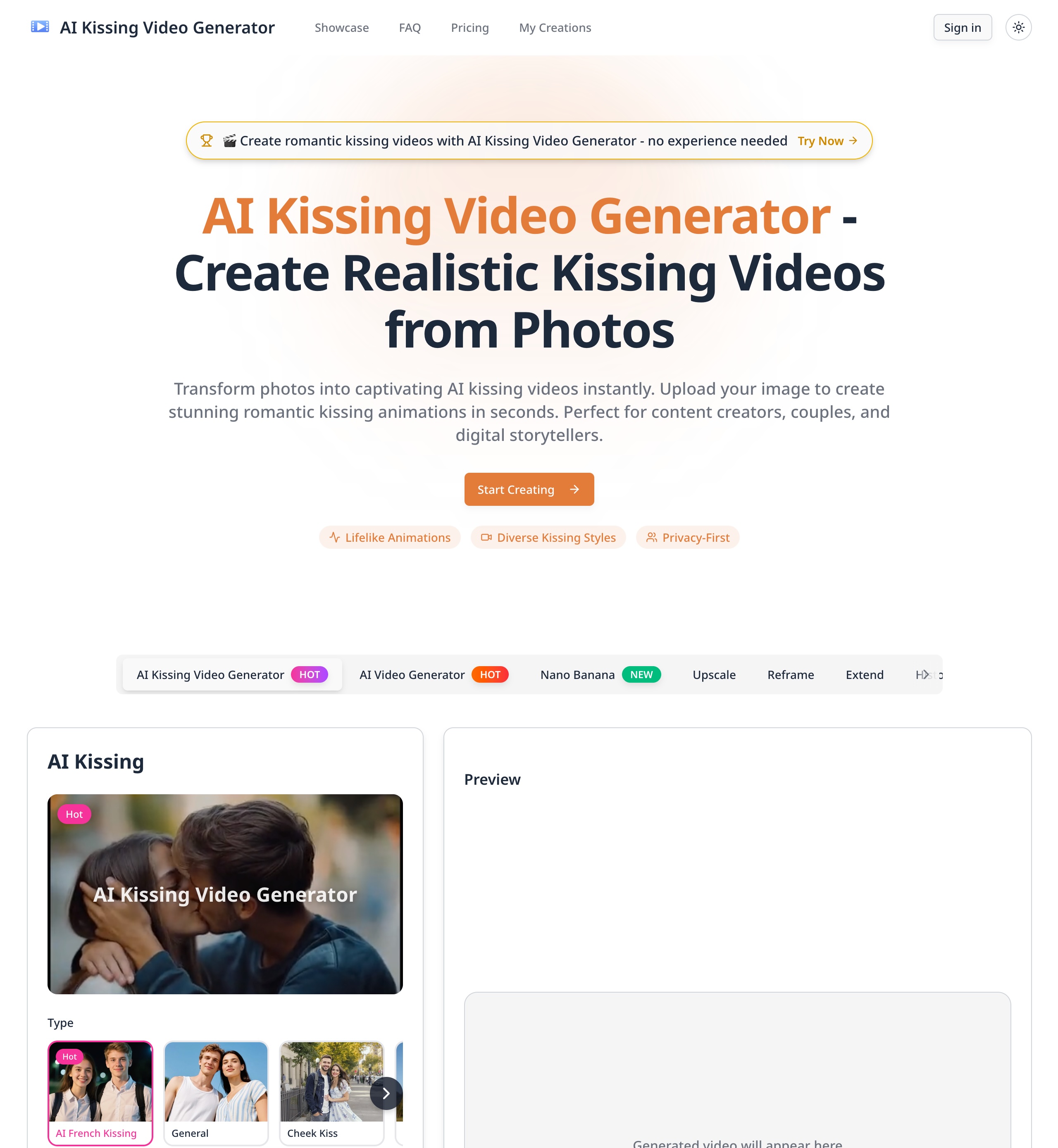 Screenshot 1 of AI Kissing Video Generator