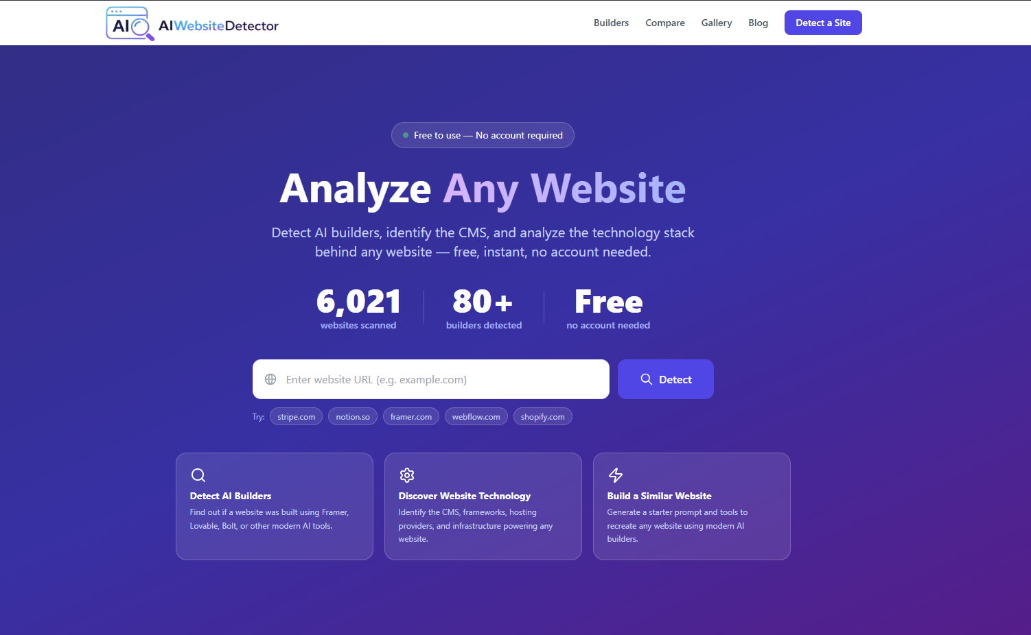 Screenshot 1 of AI Website Detector