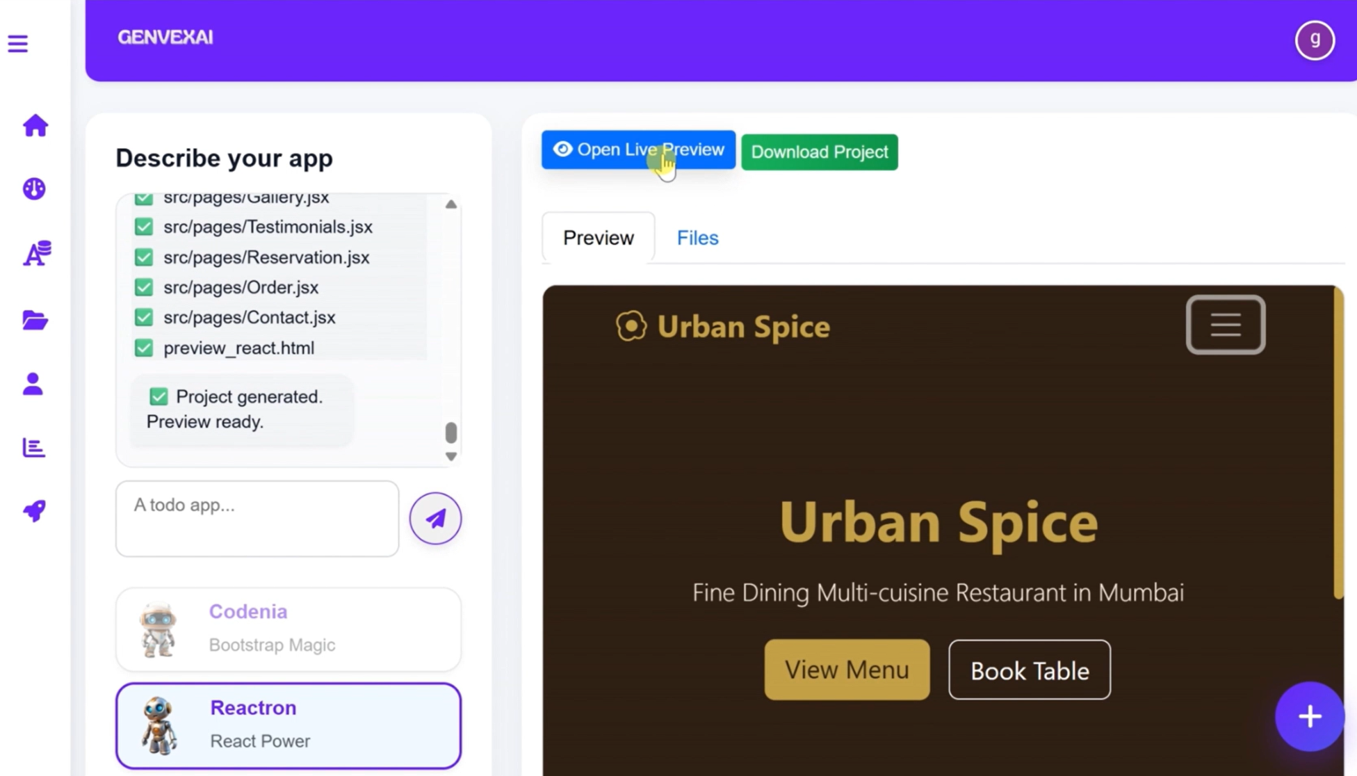 Screenshot 2 of GenvexAI – AI Powered App Builder