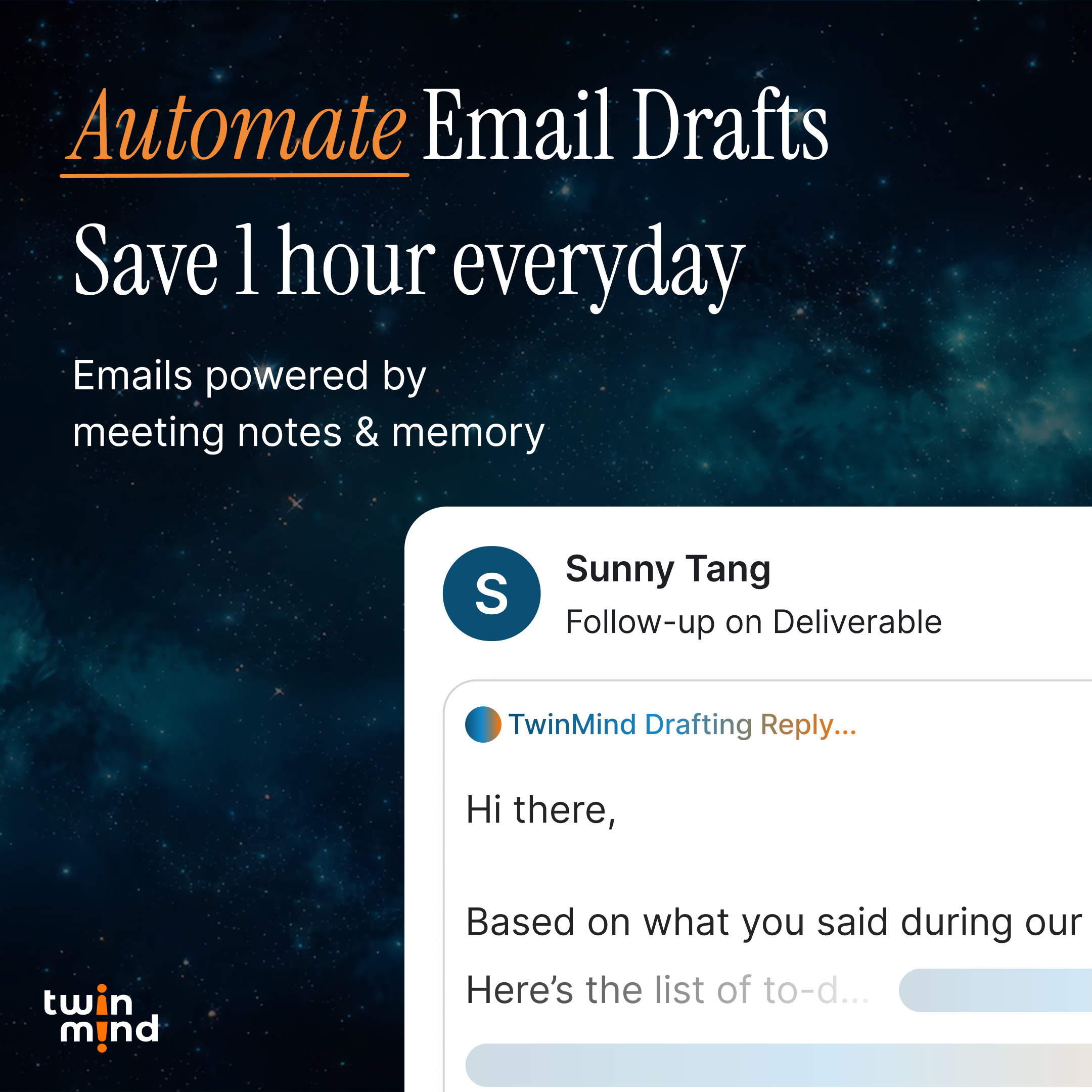 Screenshot 1 of TwinMind Email Assitant