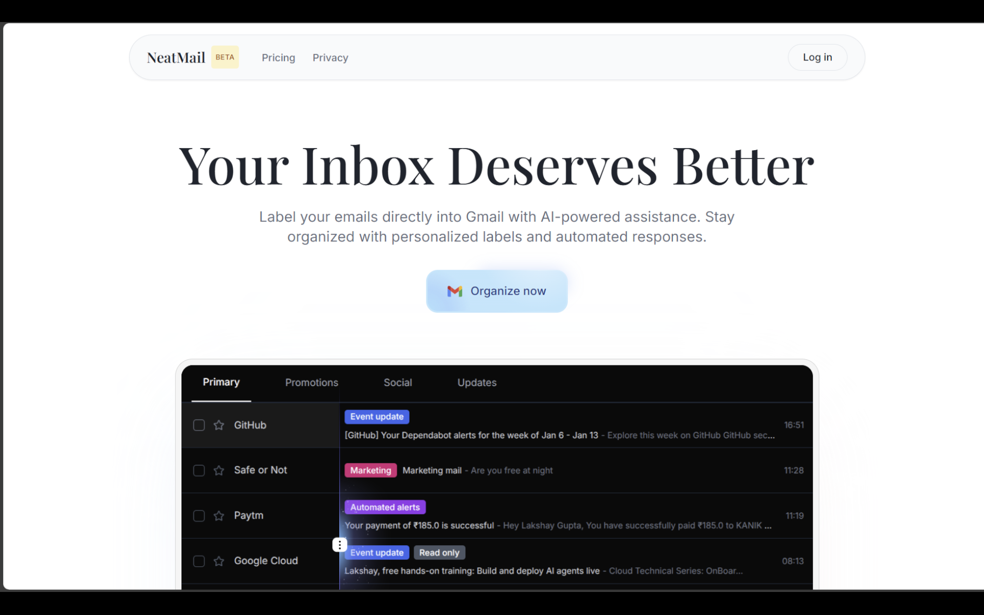 Screenshot 2 of NeatMail