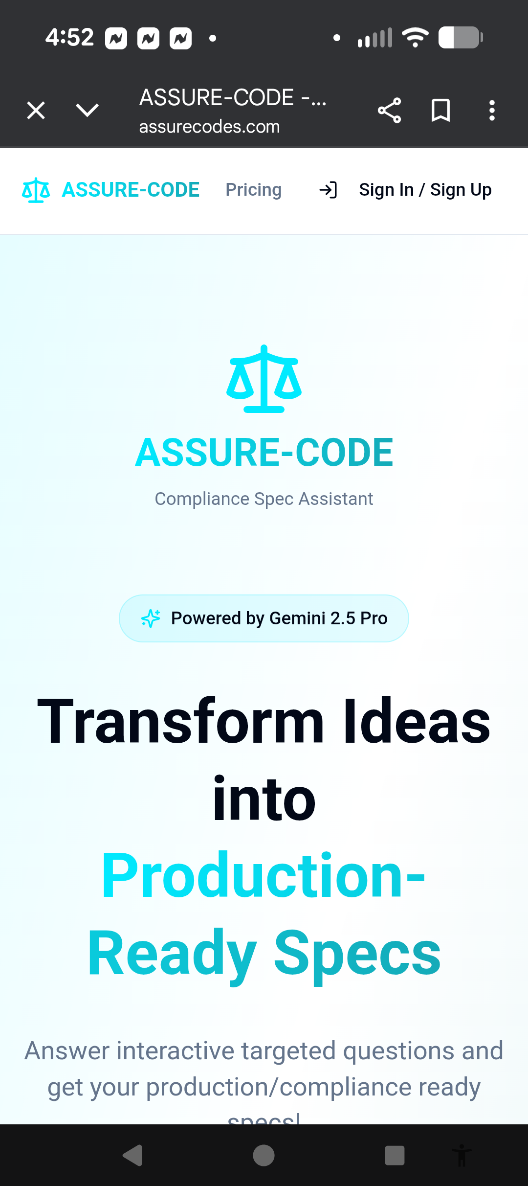 Screenshot 3 of ASSURE-CODE - Compliance Spec Assistant
