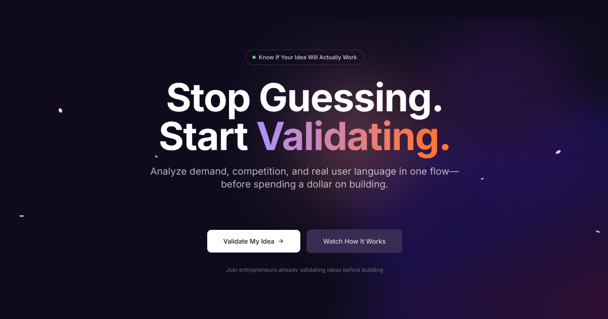 Screenshot 1 of Valifyr – AI Startup Idea Validator.